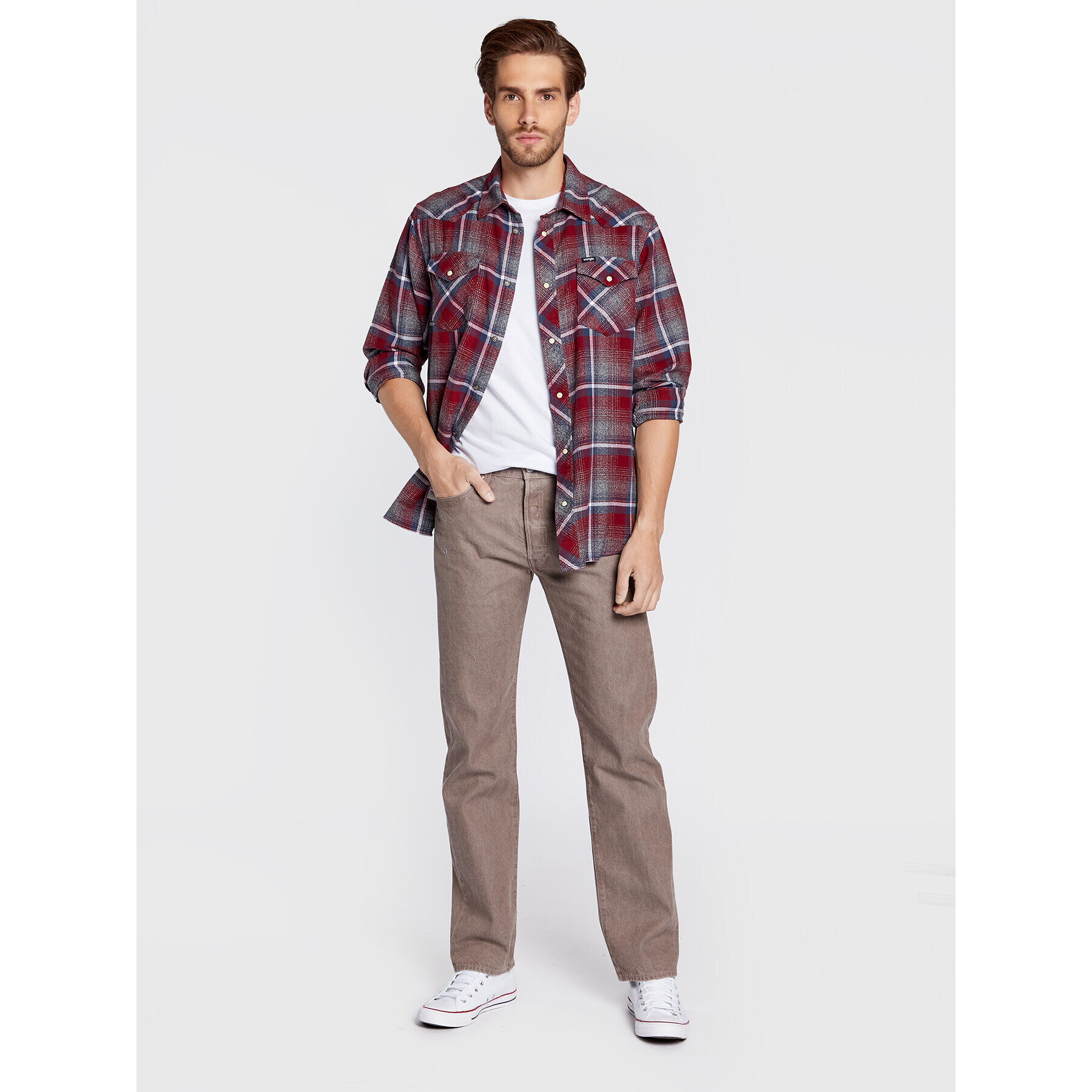 Wrangler Риза Heritage W5D1LAXRO Червен Regular Fit - Pepit.bg