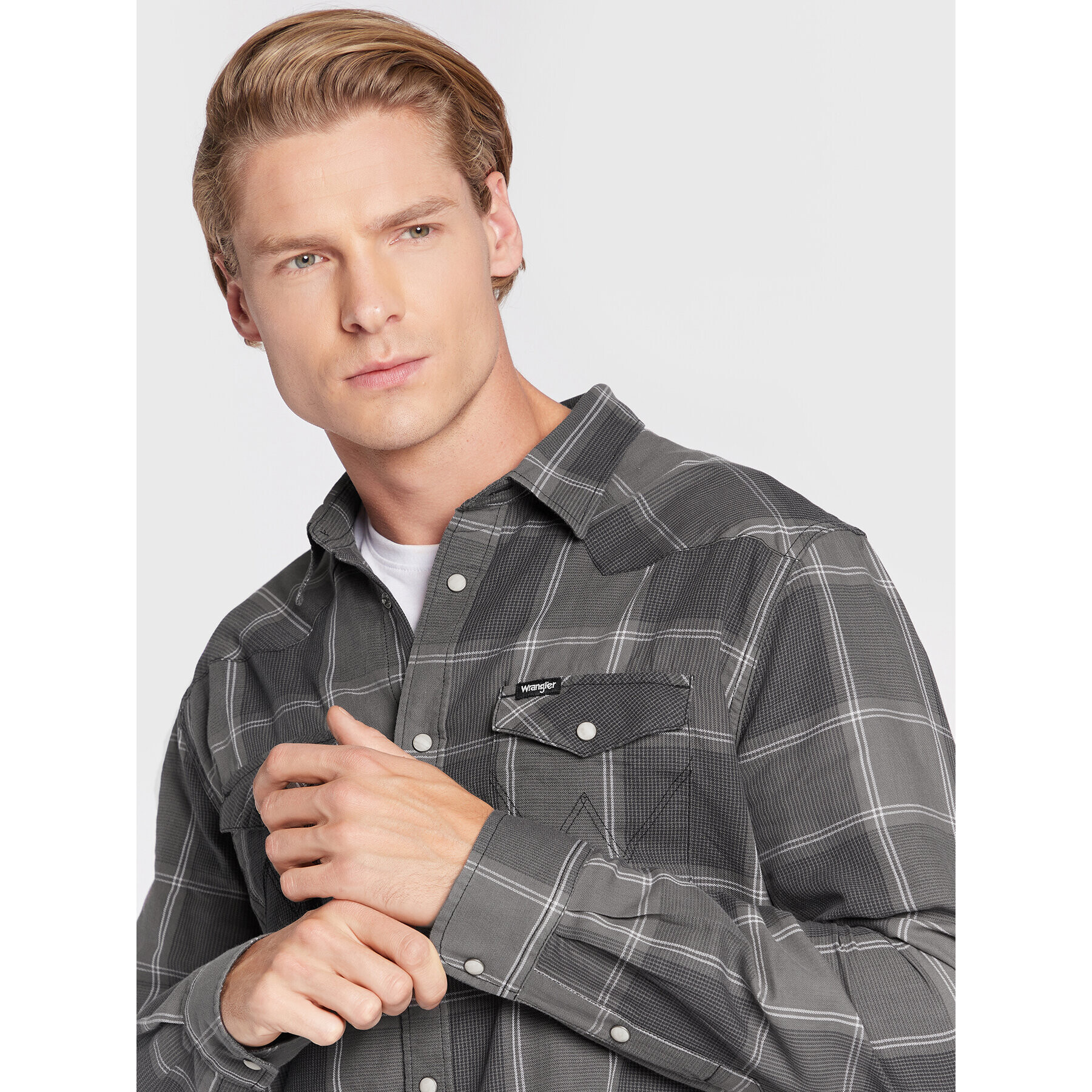 Wrangler Риза Western W5B42L100 112320934 Сив Regular Fit - Pepit.bg