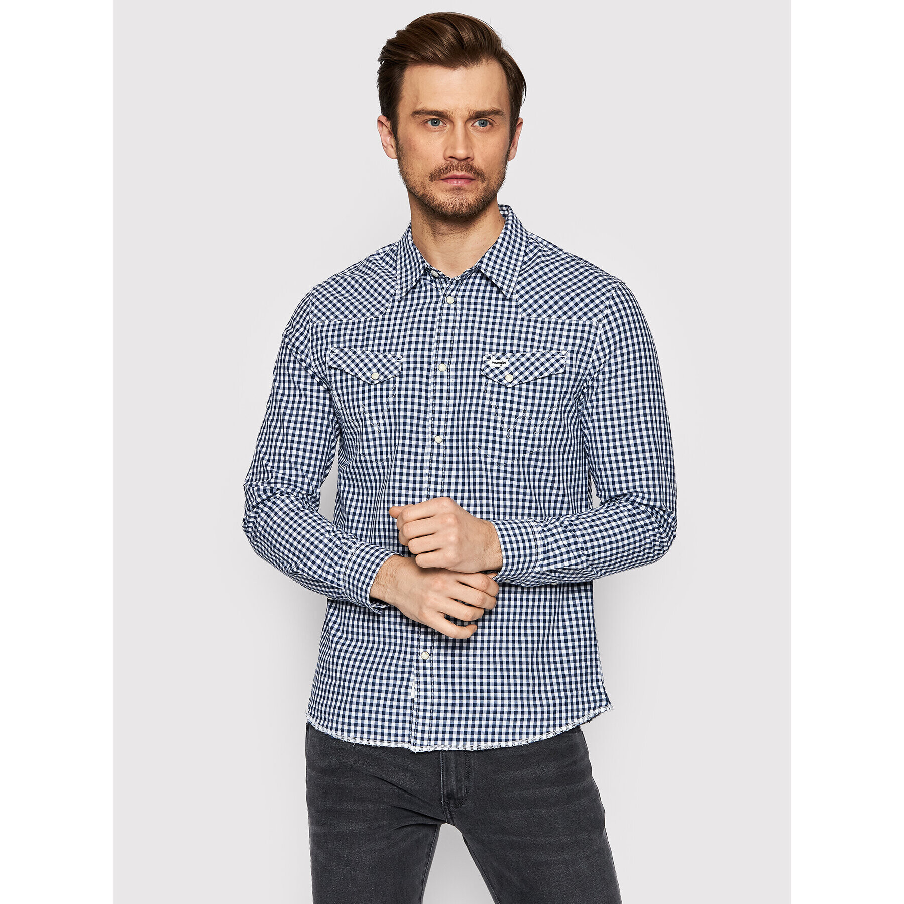 Wrangler Риза Western W5C2CIX9I Син Slim Fit - Pepit.bg