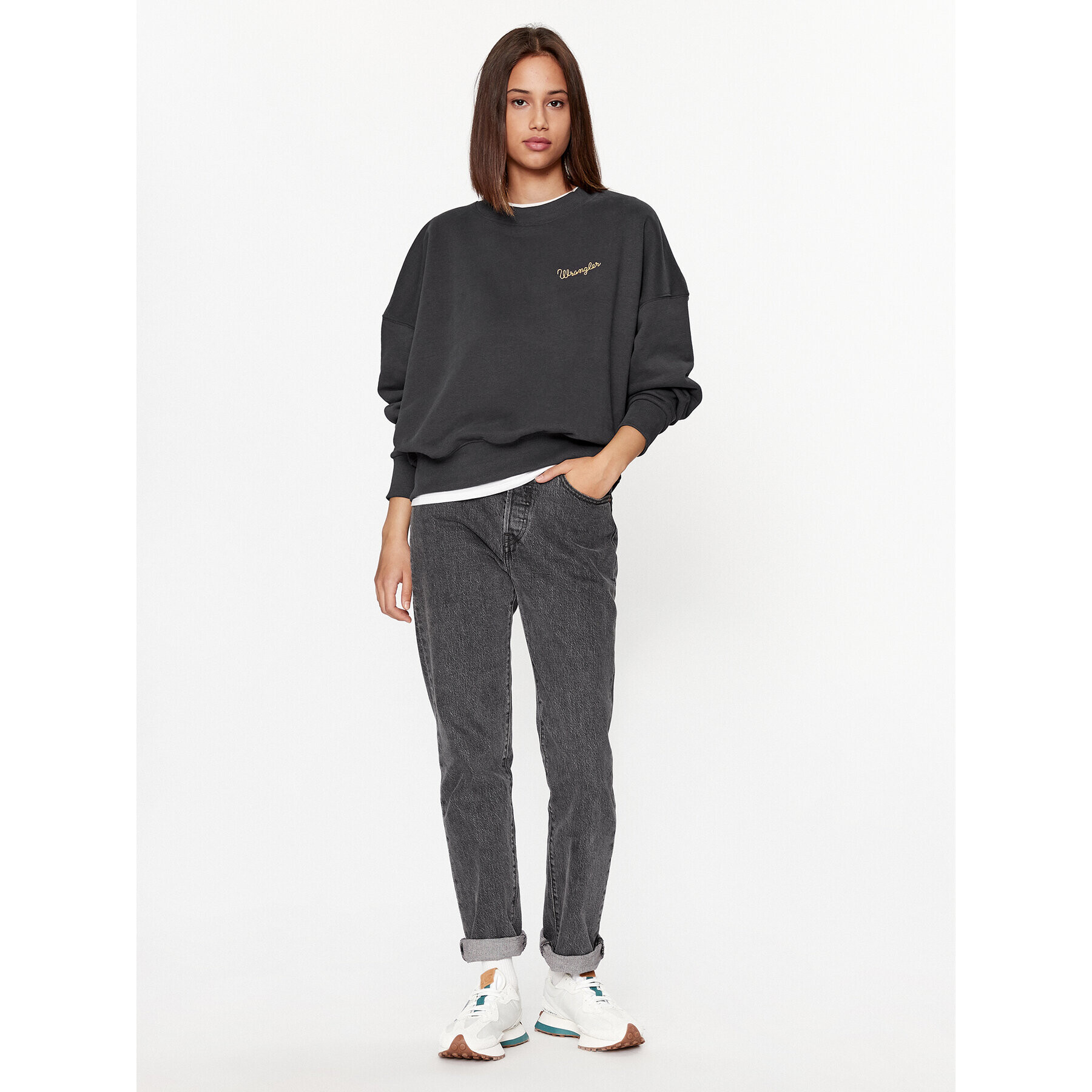 Wrangler Суитшърт 112343708 Черен Relaxed Fit - Pepit.bg