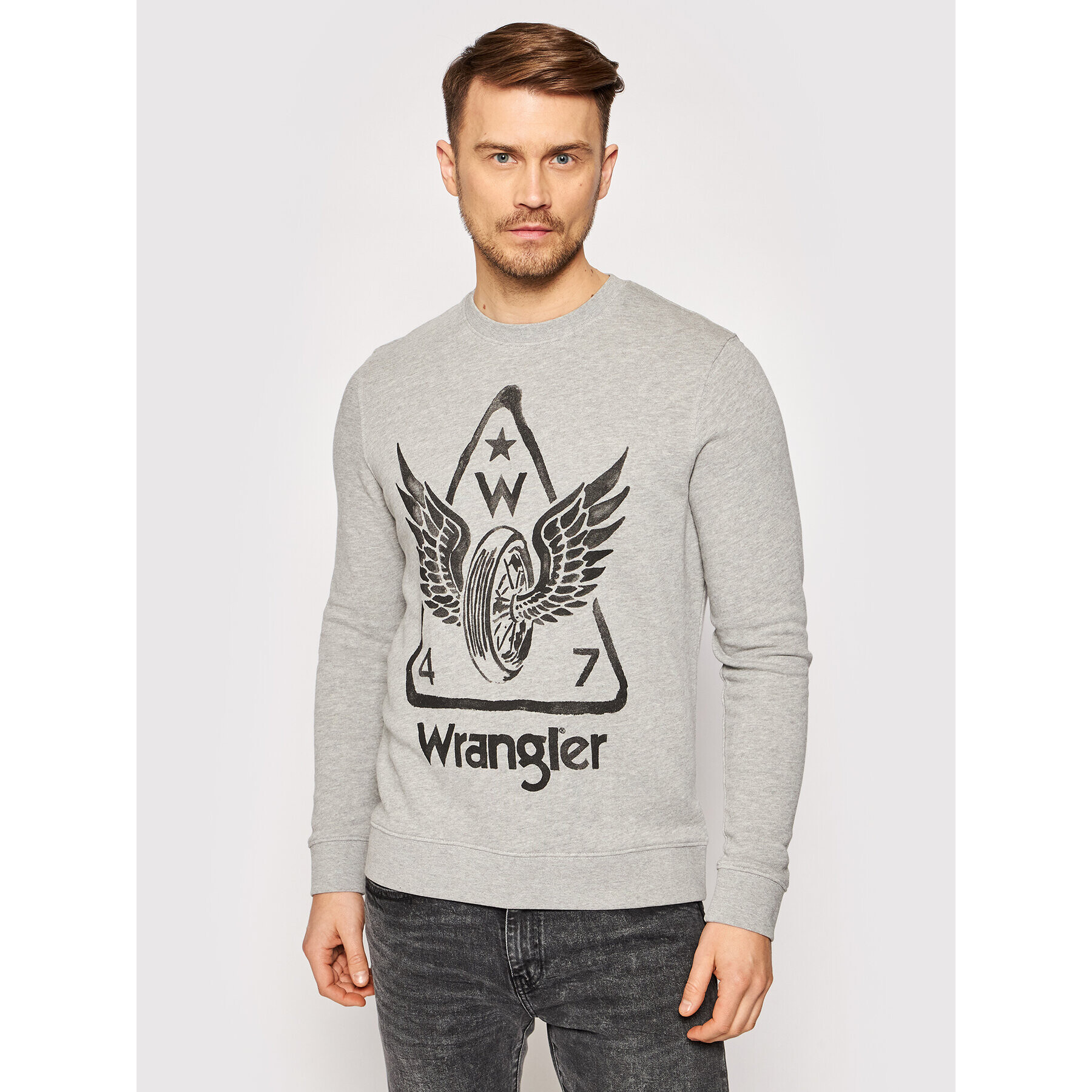 Wrangler Суитшърт Graphic Crew W6E2HAX37 Сив Regular Fit - Pepit.bg