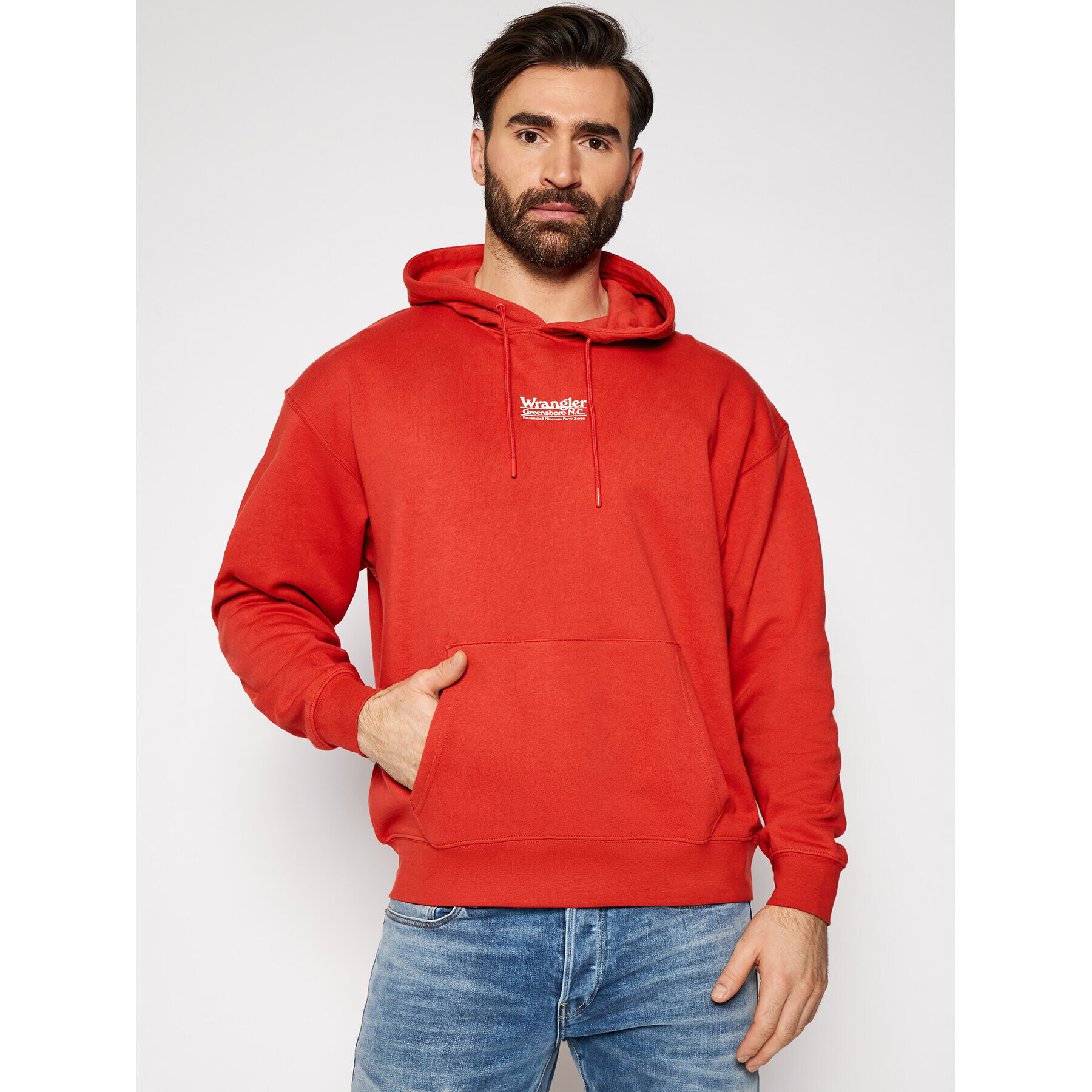 Wrangler Суитшърт Hoodie W6E1HAXA4 Червен Regular Fit - Pepit.bg