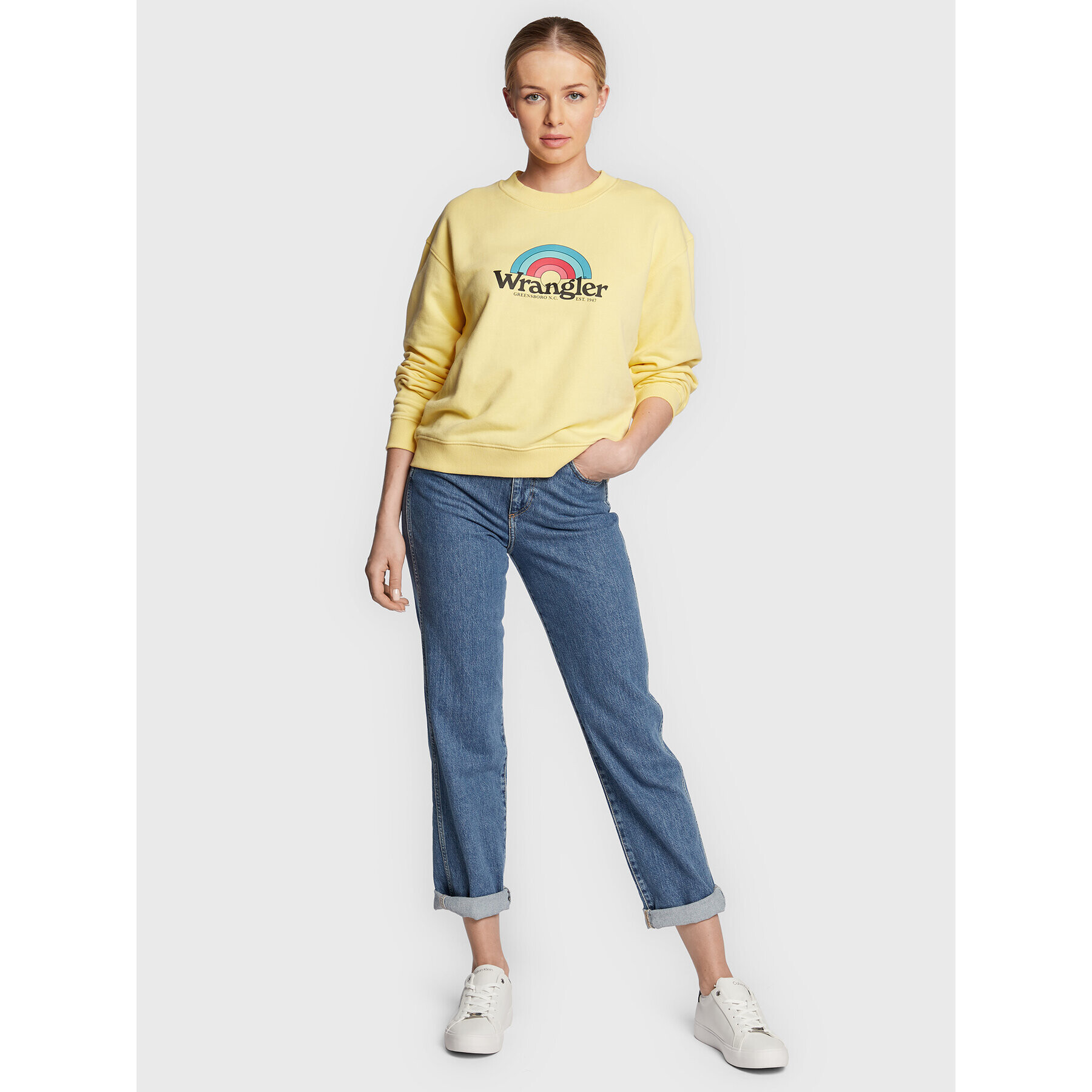 Wrangler Суитшърт Retro W6N0HAY19 Жълт Regular Fit - Pepit.bg