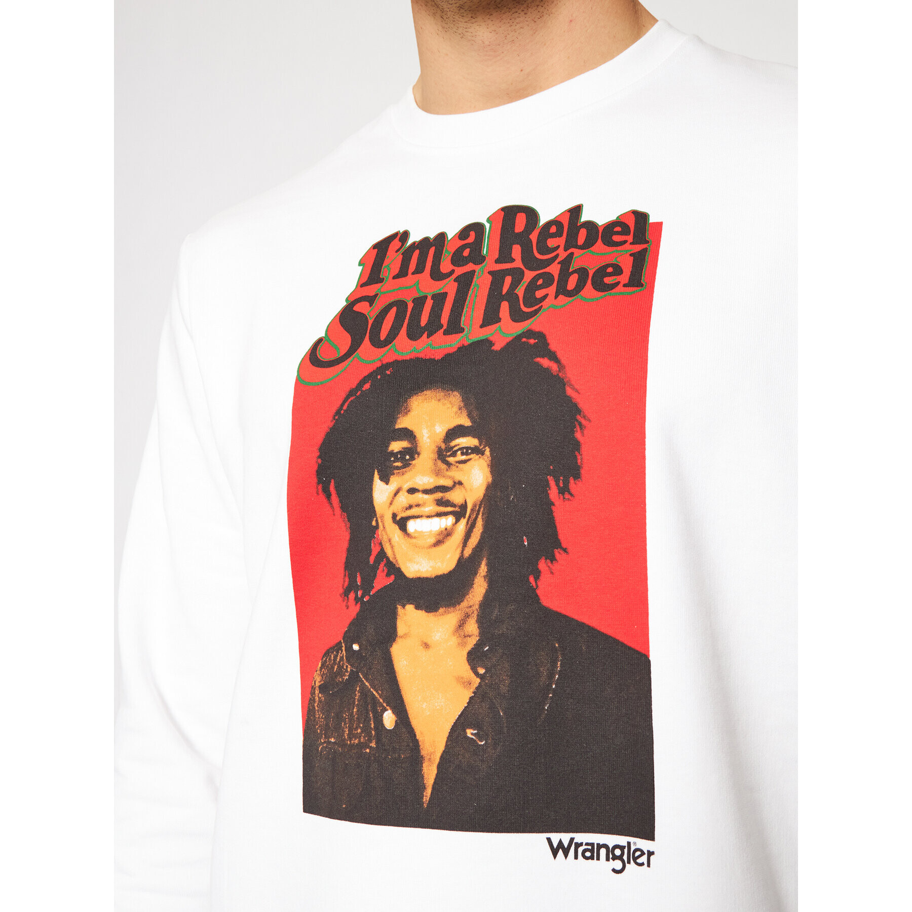 Wrangler Суитшърт BOB MARLEY Soul Rebel Crew W681H1989 Бял Regular Fit - Pepit.bg