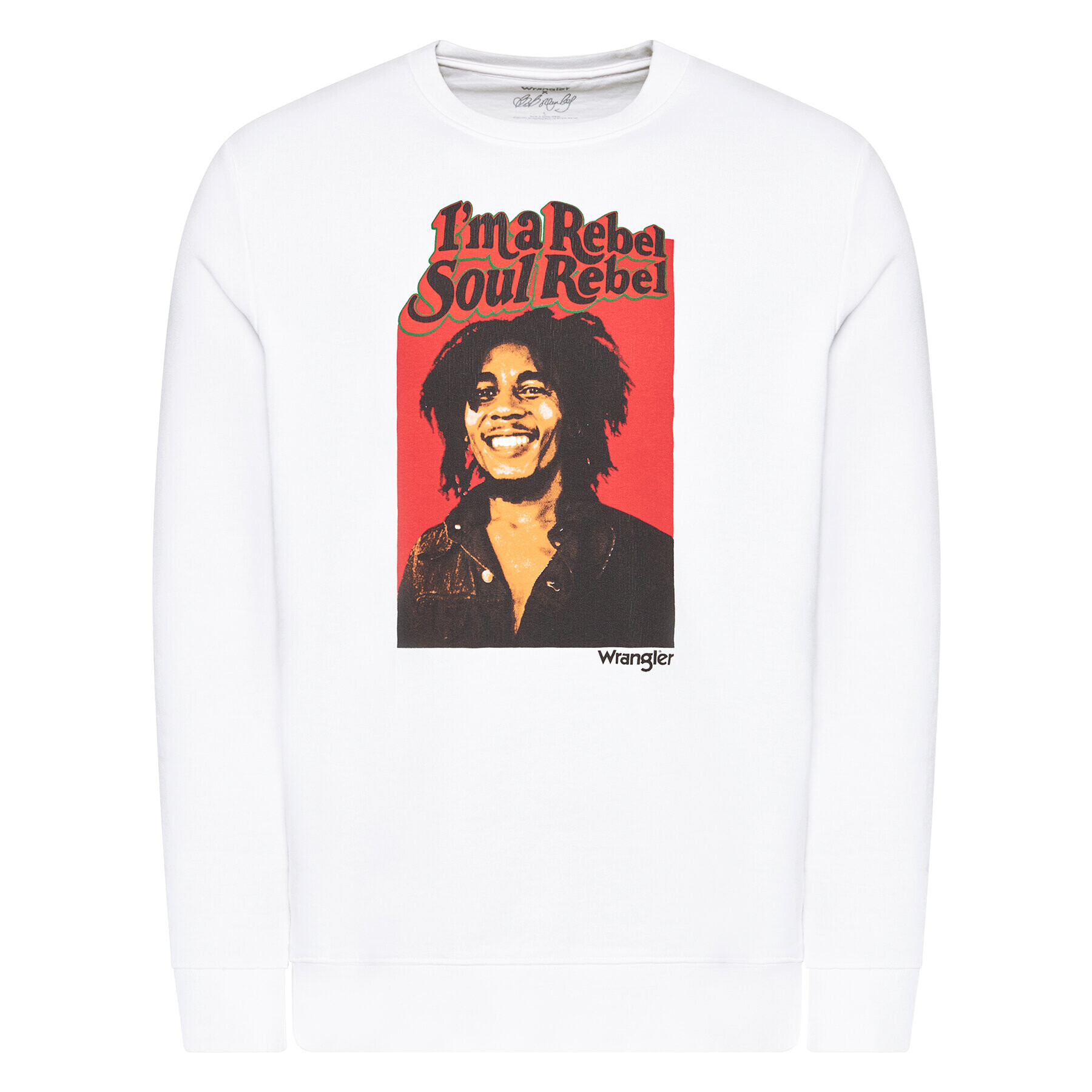 Wrangler Суитшърт BOB MARLEY Soul Rebel Crew W681H1989 Бял Regular Fit - Pepit.bg