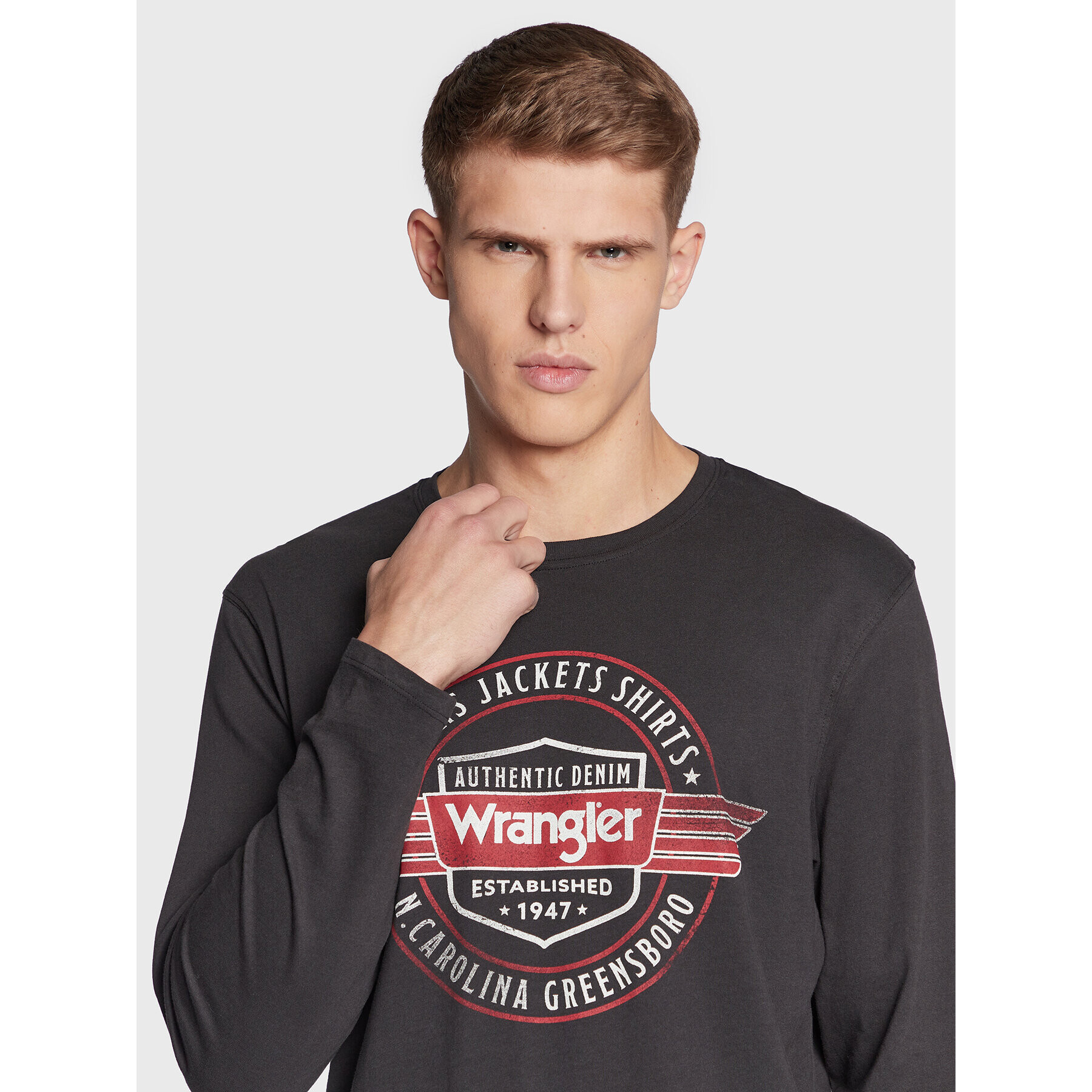 Wrangler Тениска с дълъг ръкав Americana W70QD3XV6 112320777 Черен Regular Fit - Pepit.bg