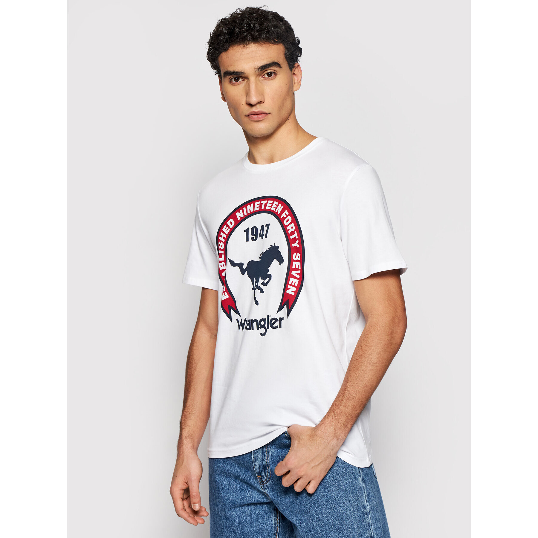 Wrangler Тишърт Americana Tee W7AGD3989 Бял Regular Fit - Pepit.bg