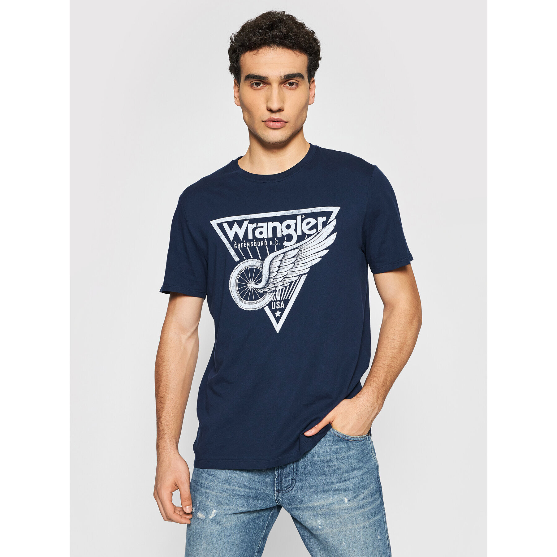 Wrangler Тишърт Americana Tee W7J6D3114 Тъмносин Regular Fit - Pepit.bg