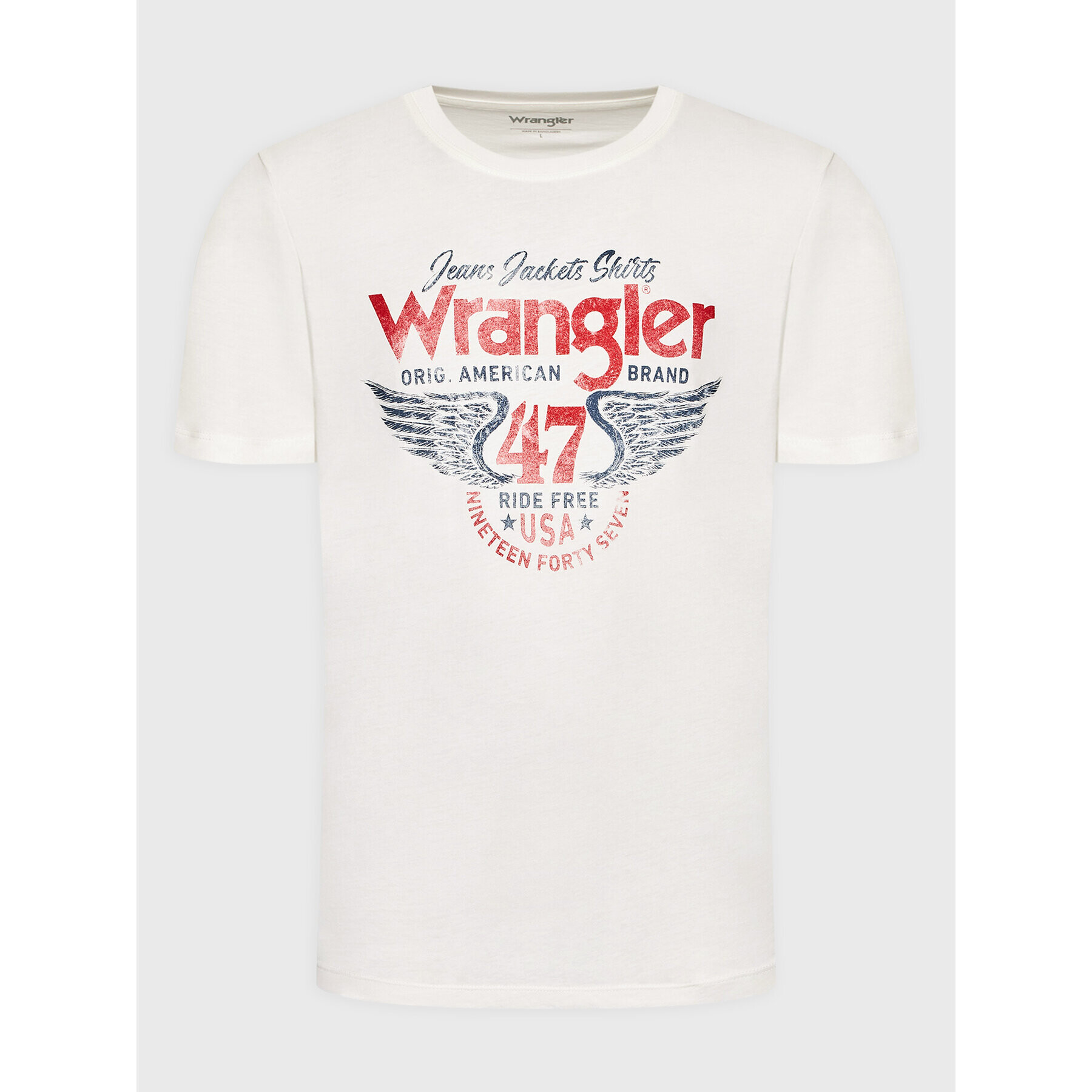 Wrangler Тишърт Americana W70PD3W02 Бял Regular Fit - Pepit.bg