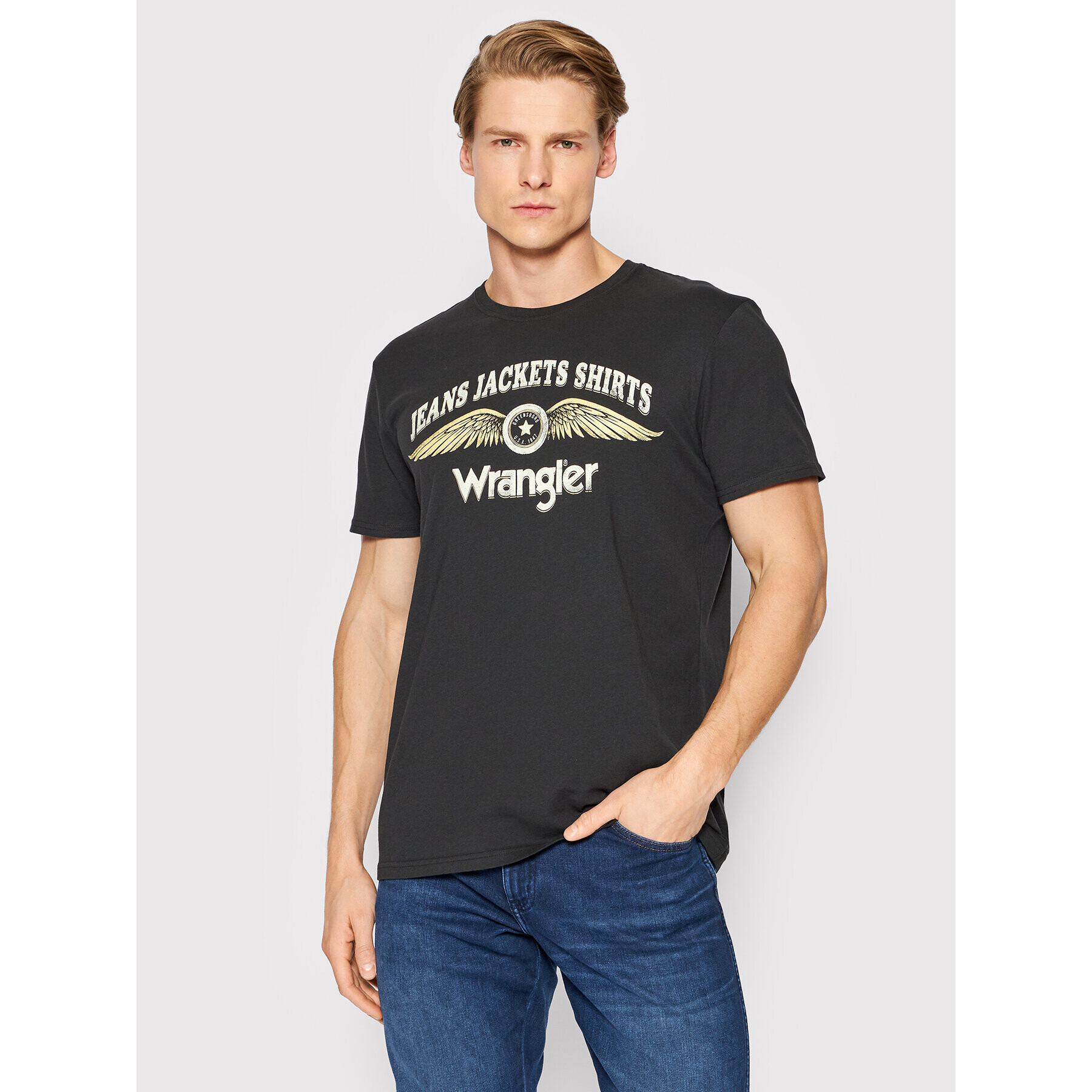 Wrangler Тишърт Americana W7J0D3XV6 Черен Regular Fit - Pepit.bg