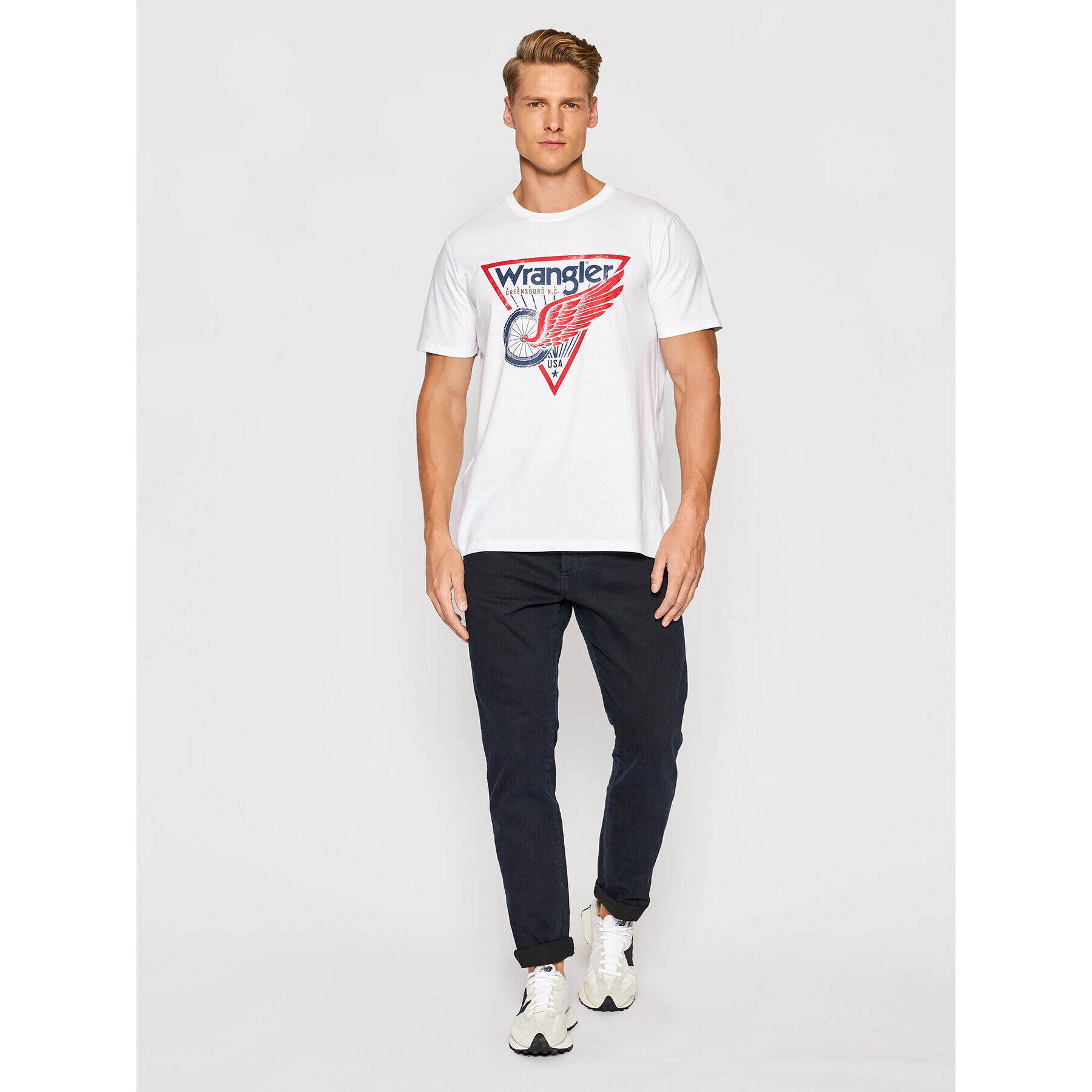 Wrangler Тишърт Americana W7J6D3989 Бял Regular Fit - Pepit.bg