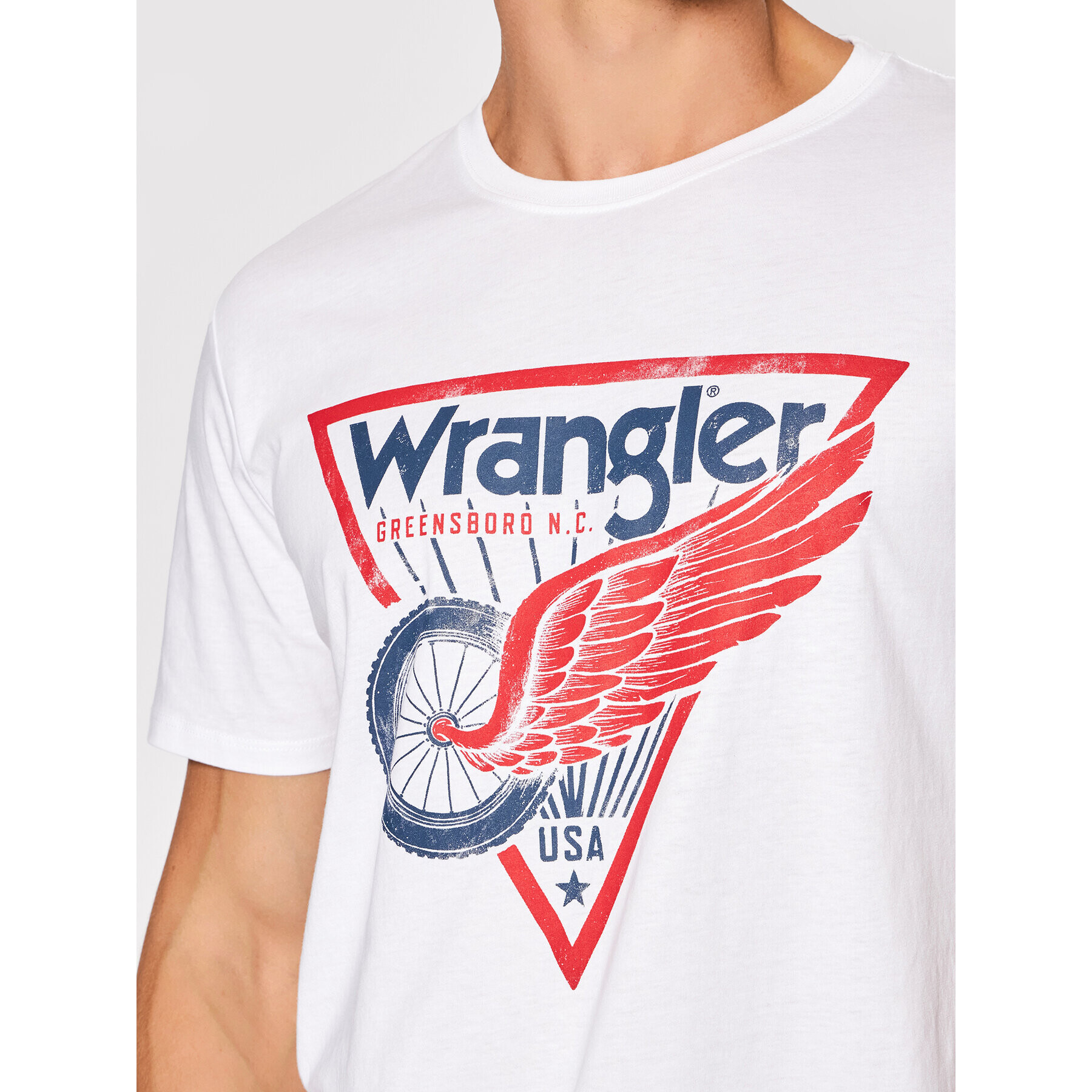 Wrangler Тишърт Americana W7J6D3989 Бял Regular Fit - Pepit.bg