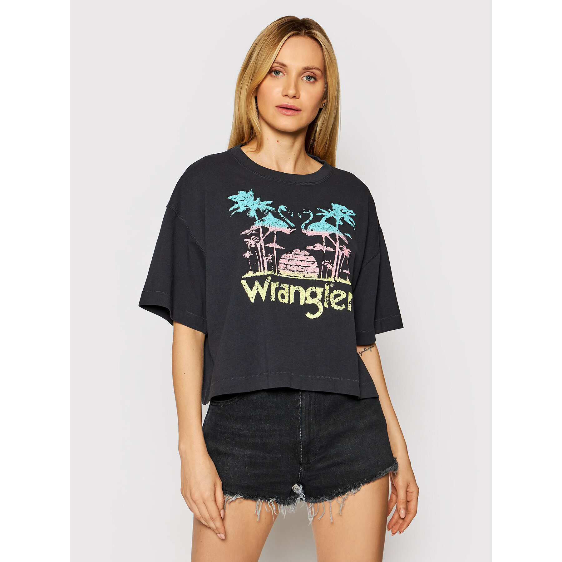 Wrangler Тишърт Boxy W7S2GFXV6 Сив Relaxed Fit - Pepit.bg