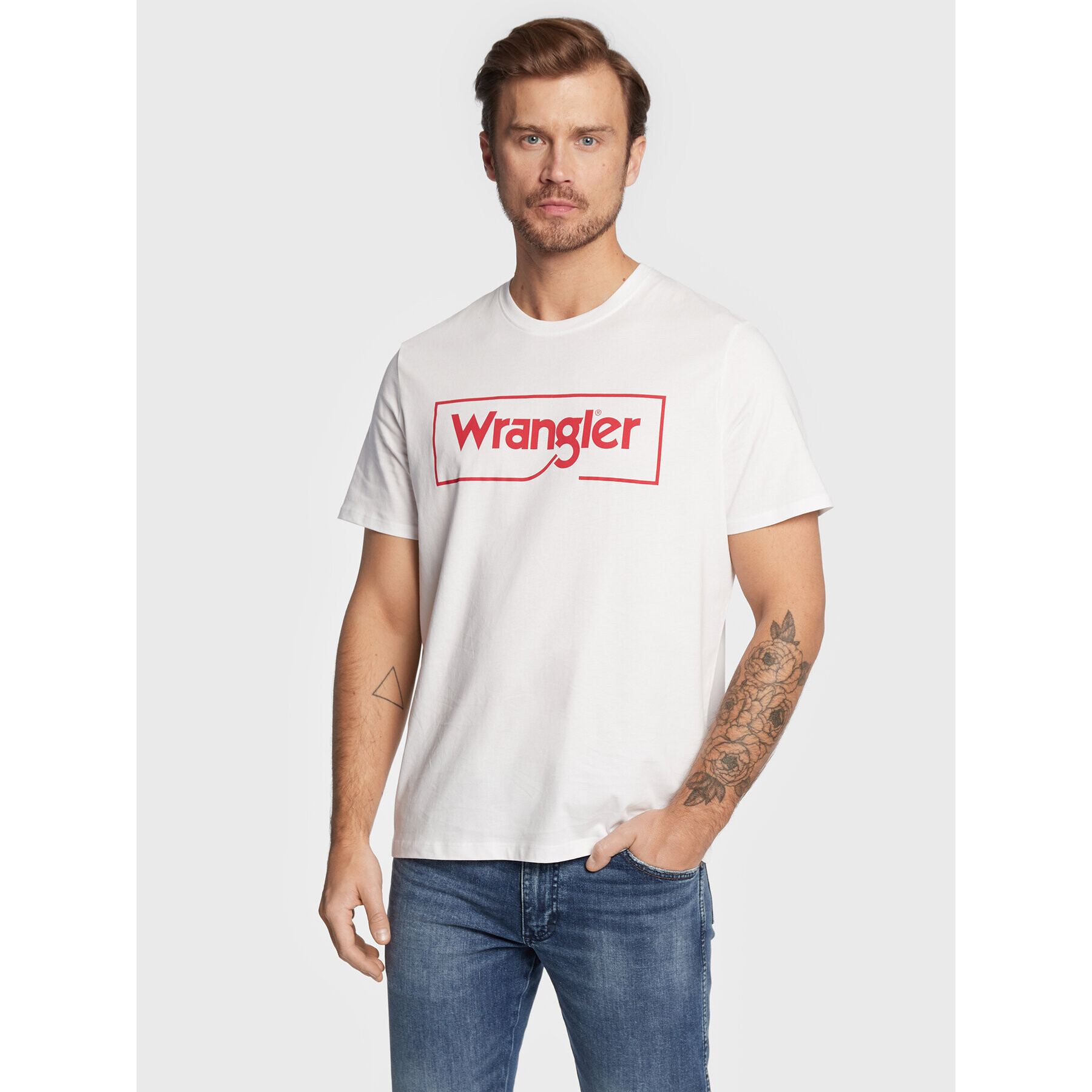 Wrangler Тишърт Frame Logo W70JD3989 112319300 Бял Regular Fit - Pepit.bg