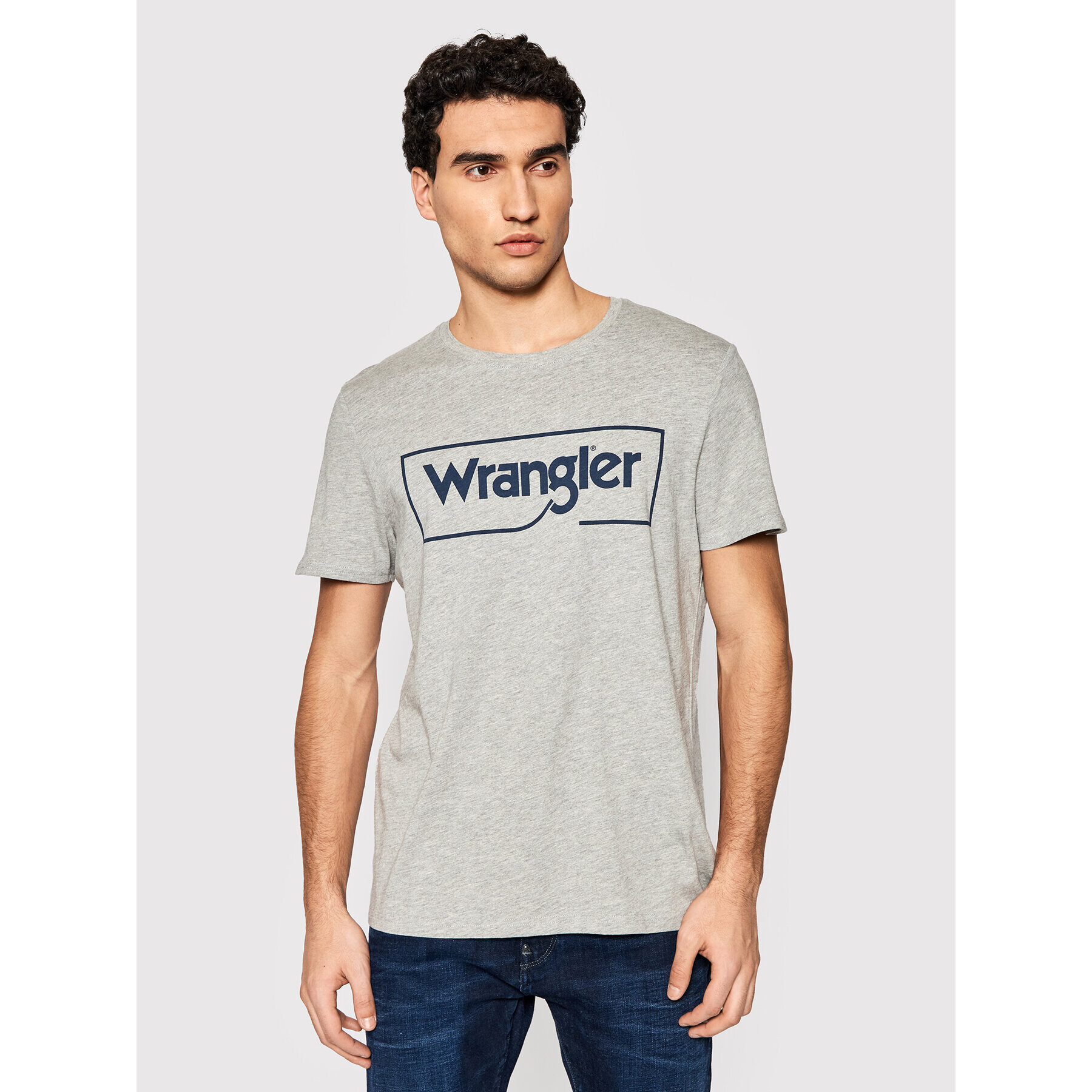 Wrangler Тишърт Frame Logo W7H3D3X37 Сив Regular Fit - Pepit.bg