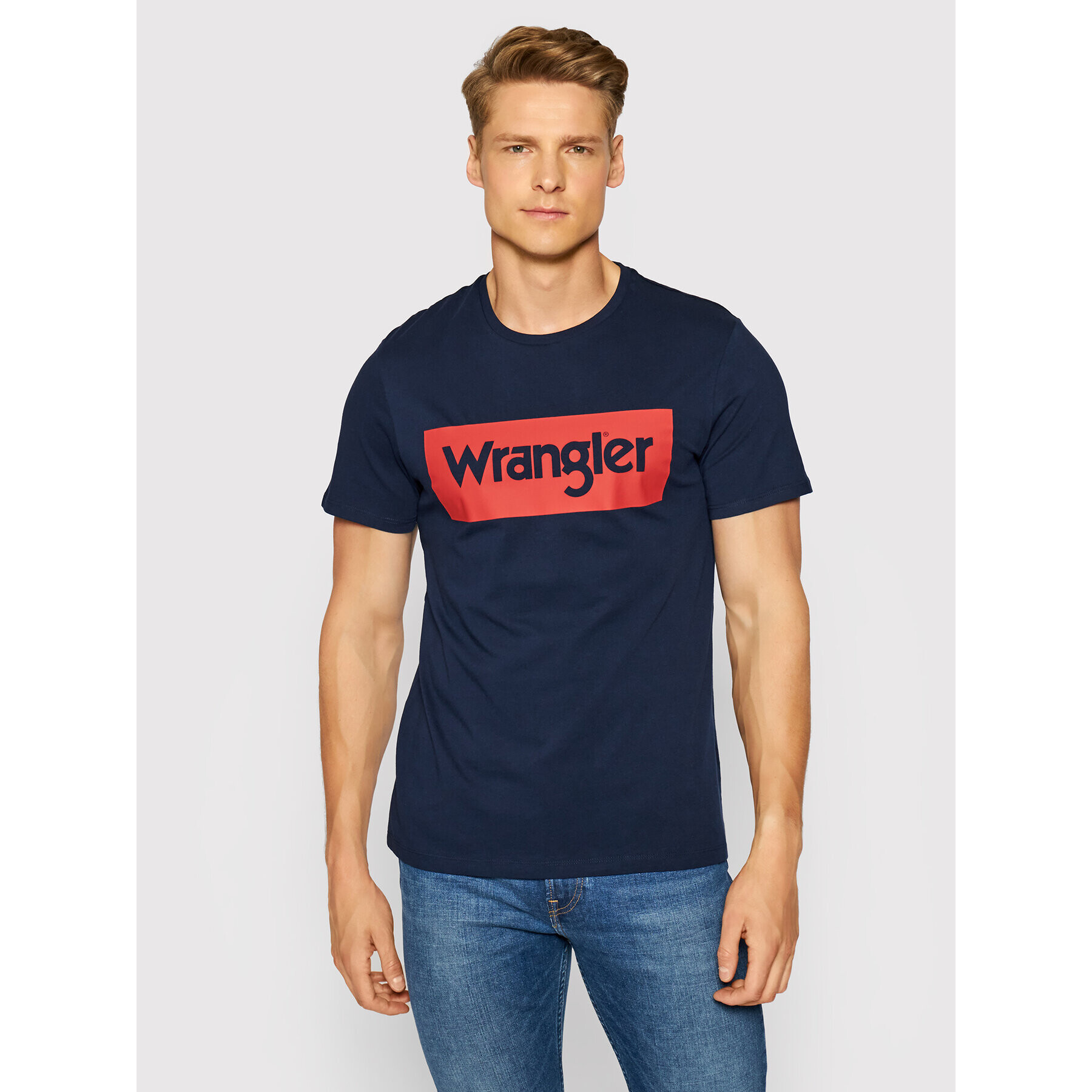 Wrangler Тишърт Logo Tee W742FK114 Тъмносин Regular Fit - Pepit.bg
