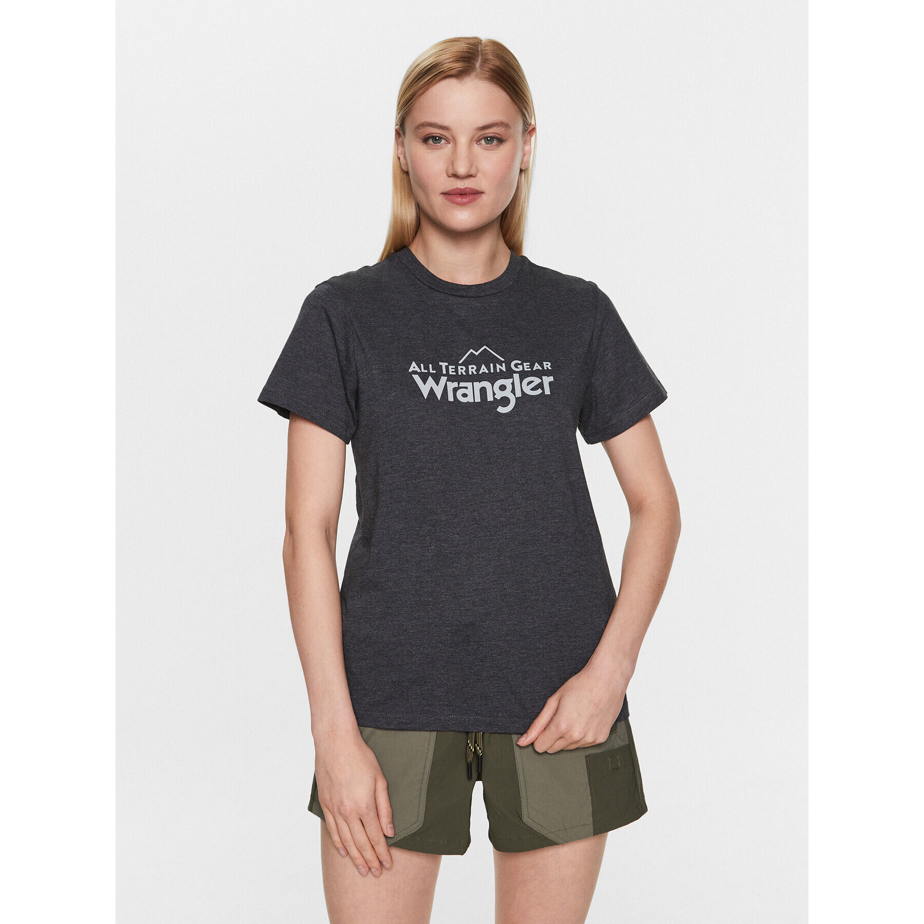 Wrangler Тишърт Logo Tee WC5FGEB00 112326375 Сив Regular Fit - Pepit.bg