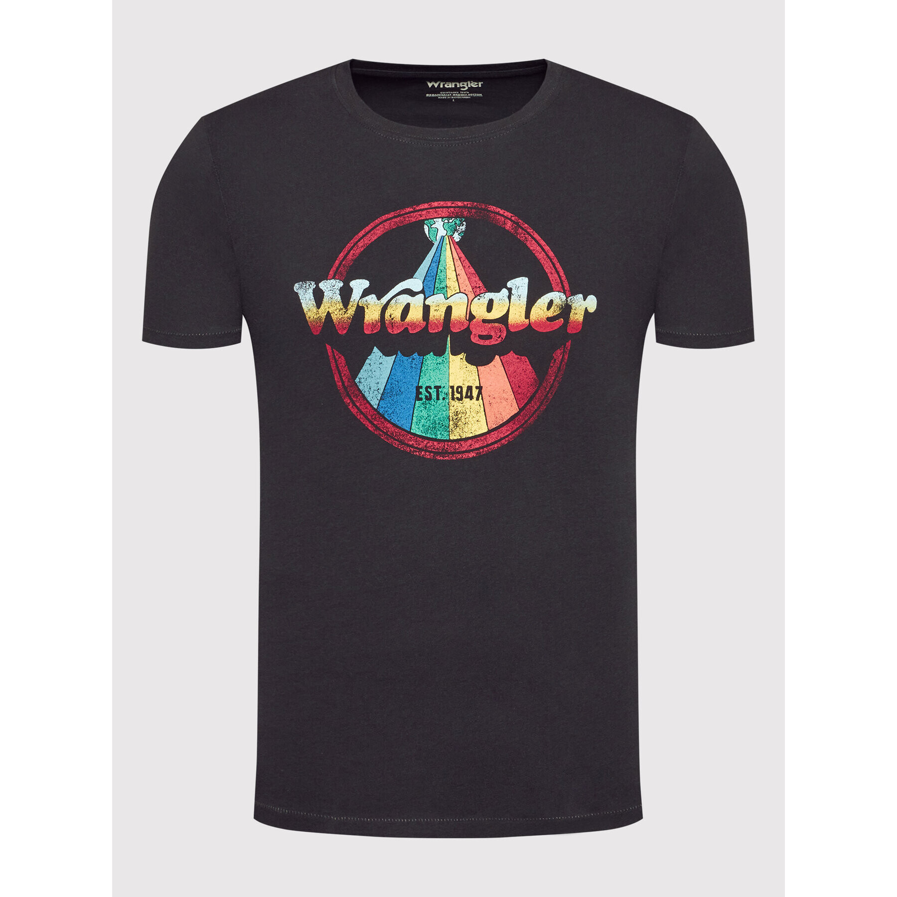 Wrangler Тишърт Rainbow W7J9D3100 Черен Regular Fit - Pepit.bg