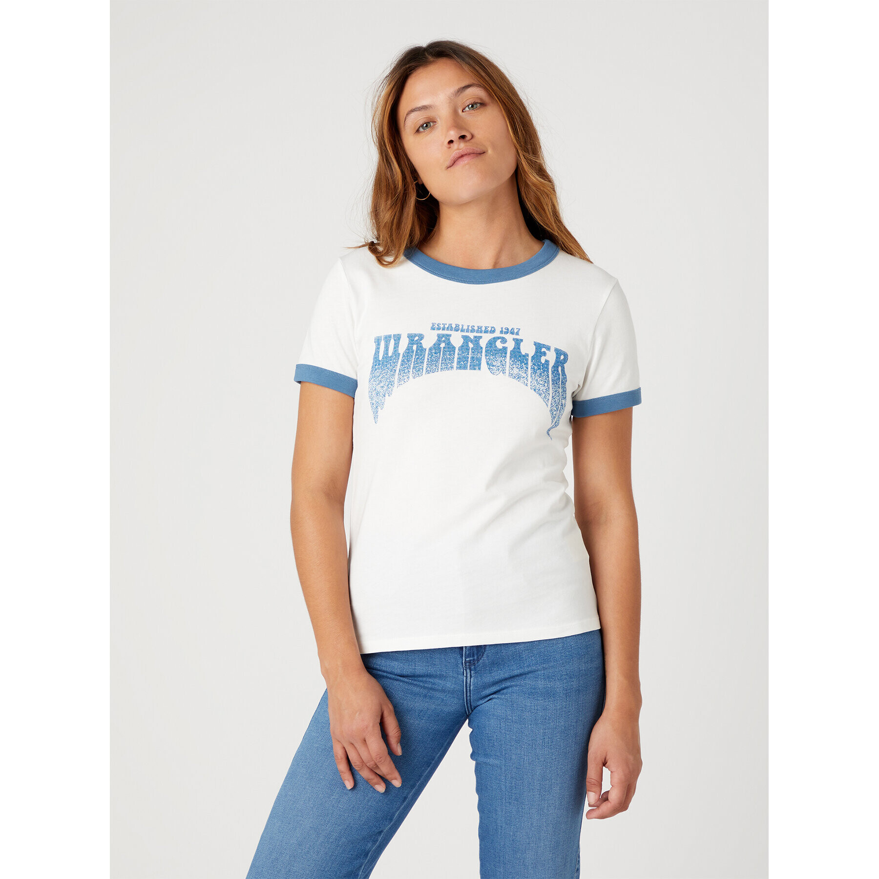 Wrangler Тишърт Ringer W7N0EEW02 112331996 Бял Regular Fit - Pepit.bg