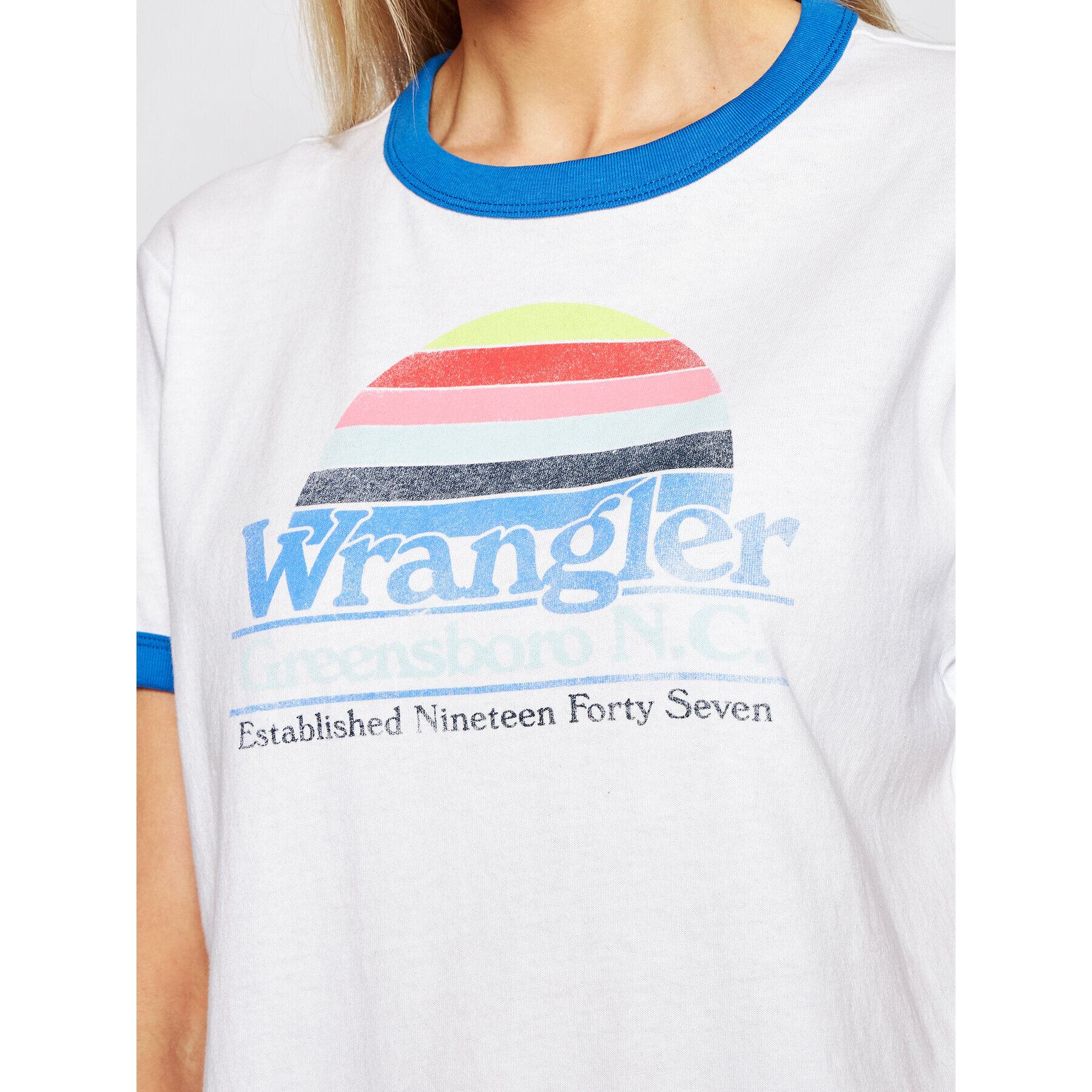 Wrangler Тишърт Ringer W7S0DR989 Бял Relaxed Fit - Pepit.bg