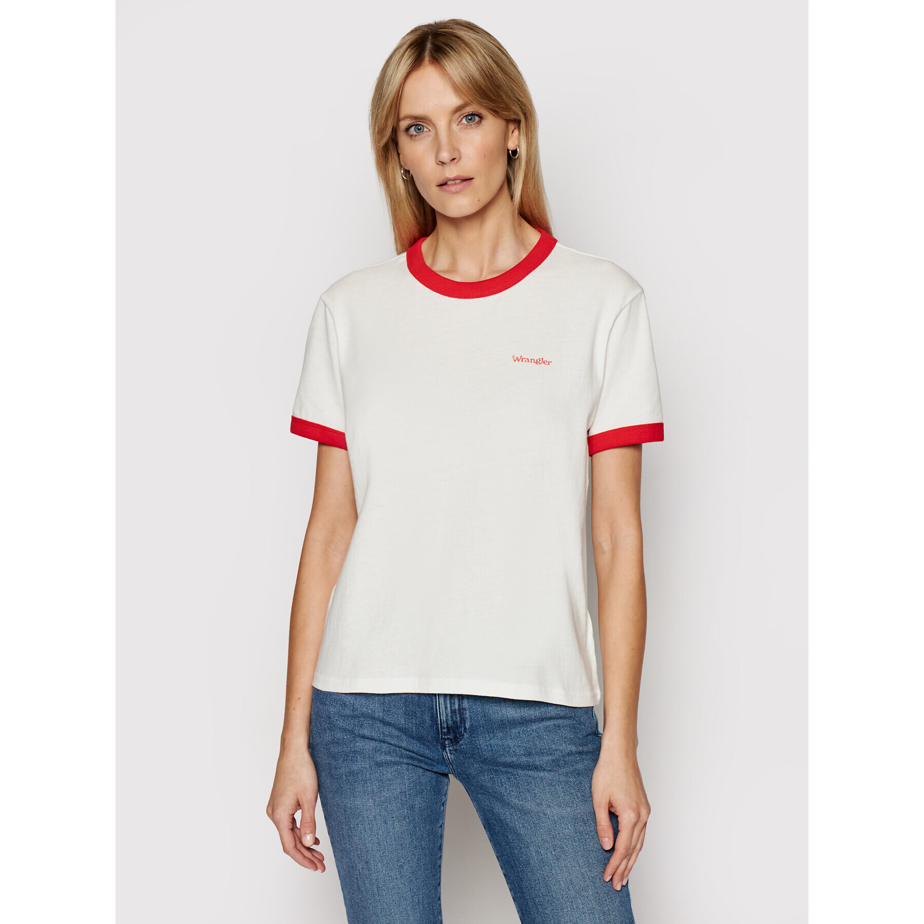 Wrangler Тишърт Ringer W7S0DRR06 Бял Relaxed Fit - Pepit.bg