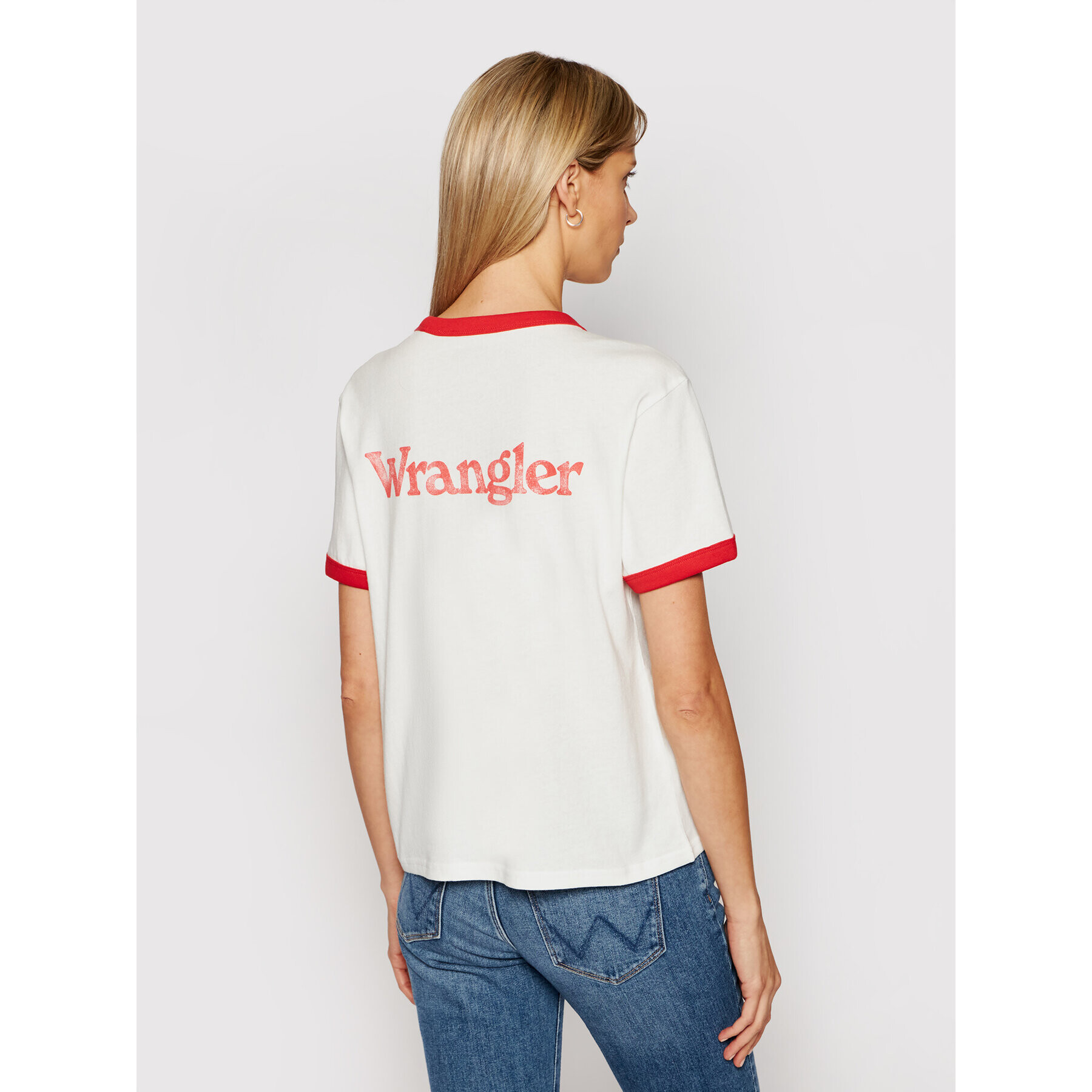 Wrangler Тишърт Ringer W7S0DRR06 Бял Relaxed Fit - Pepit.bg