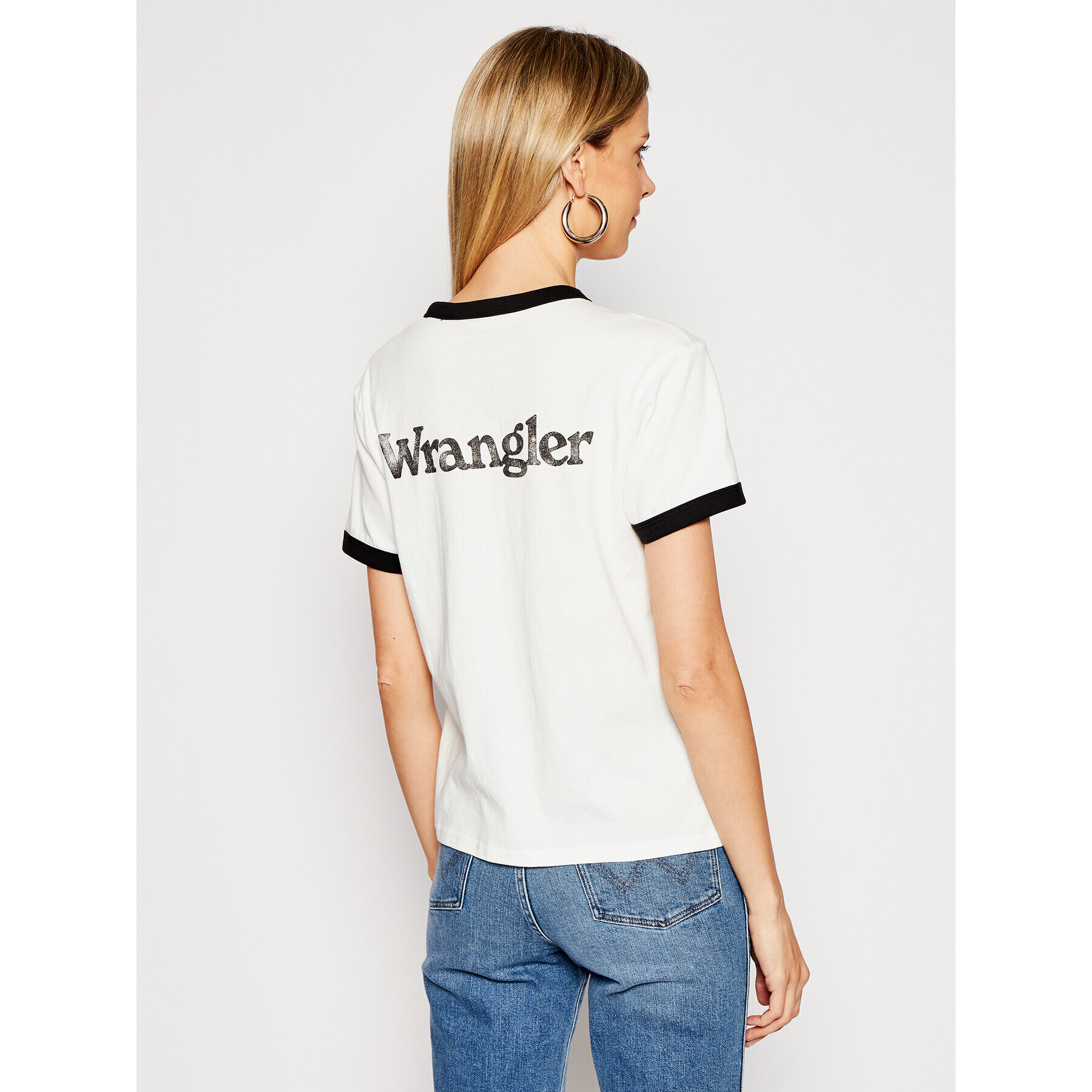 Wrangler Тишърт Ringer W7S0DRXV6 Бял Relaxed Fit - Pepit.bg