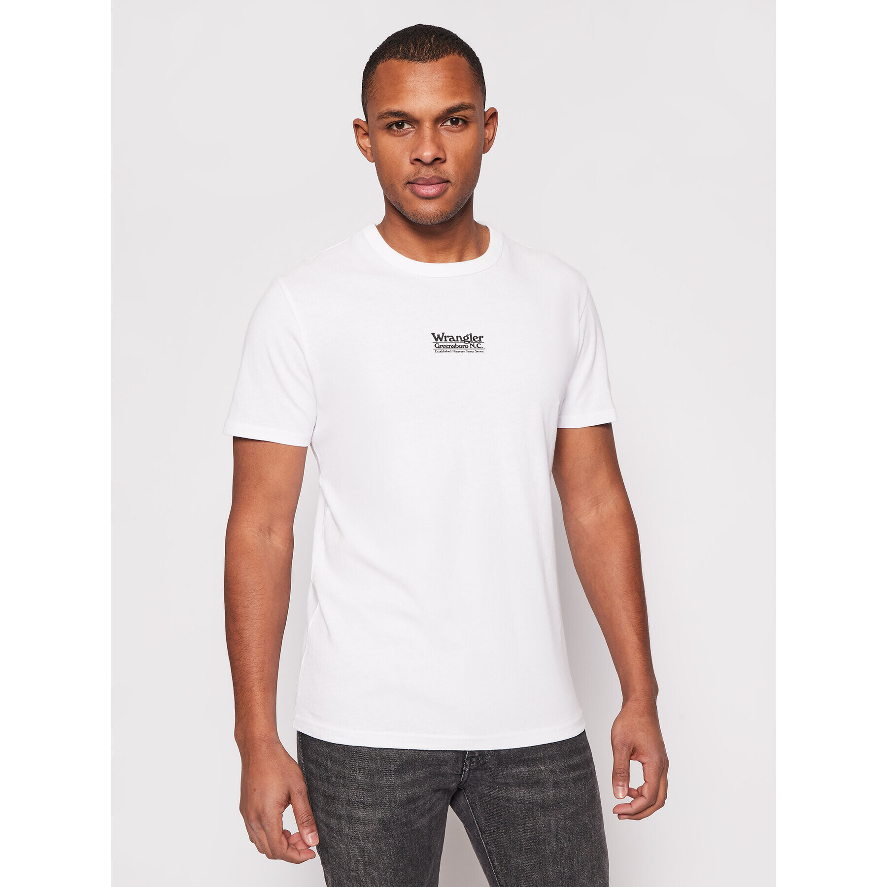 Wrangler Тишърт Seas Logo W7AKGF989 Бял Regular Fit - Pepit.bg