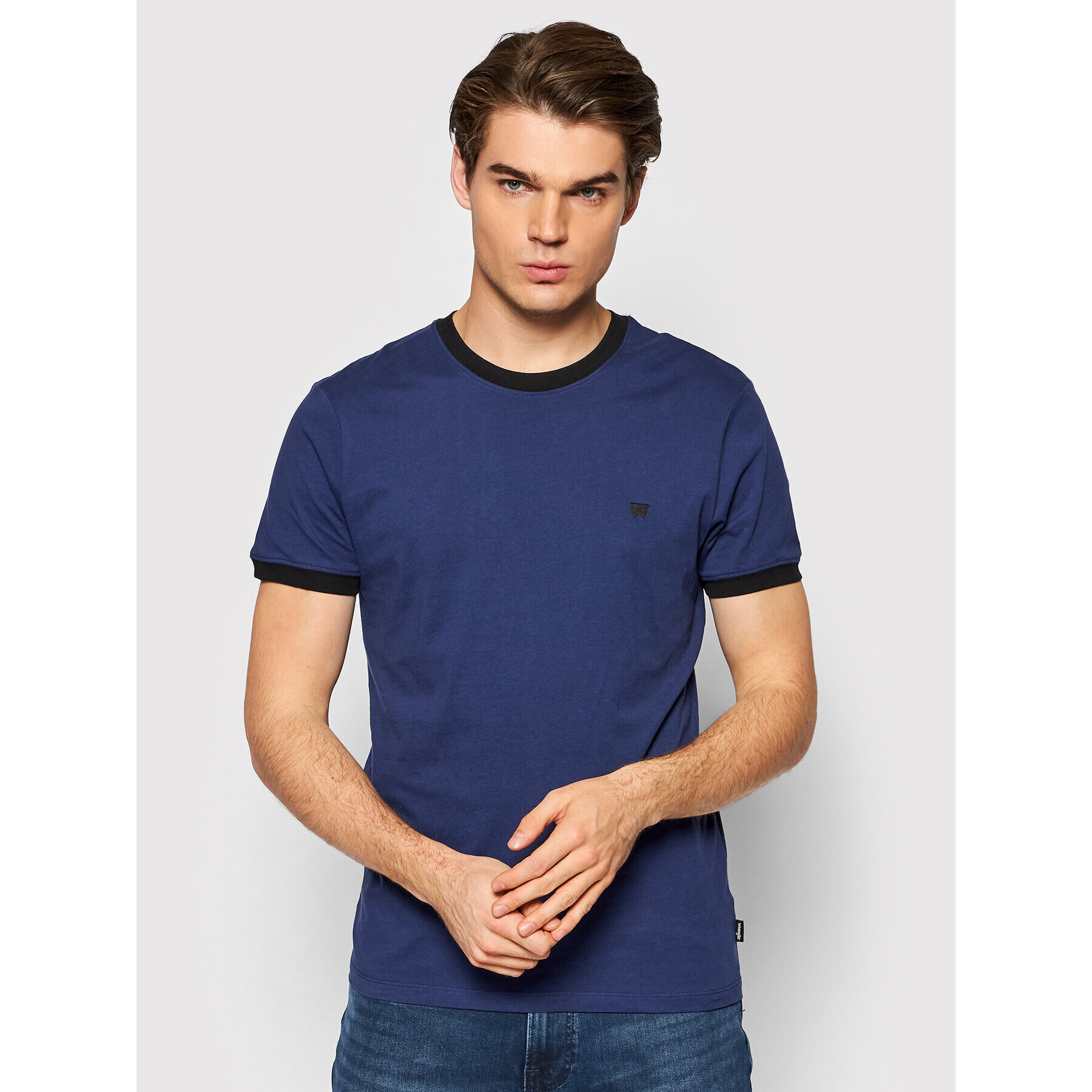 Wrangler Тишърт Sign Off Tee W7L0D3X9I Тъмносин Regular Fit - Pepit.bg