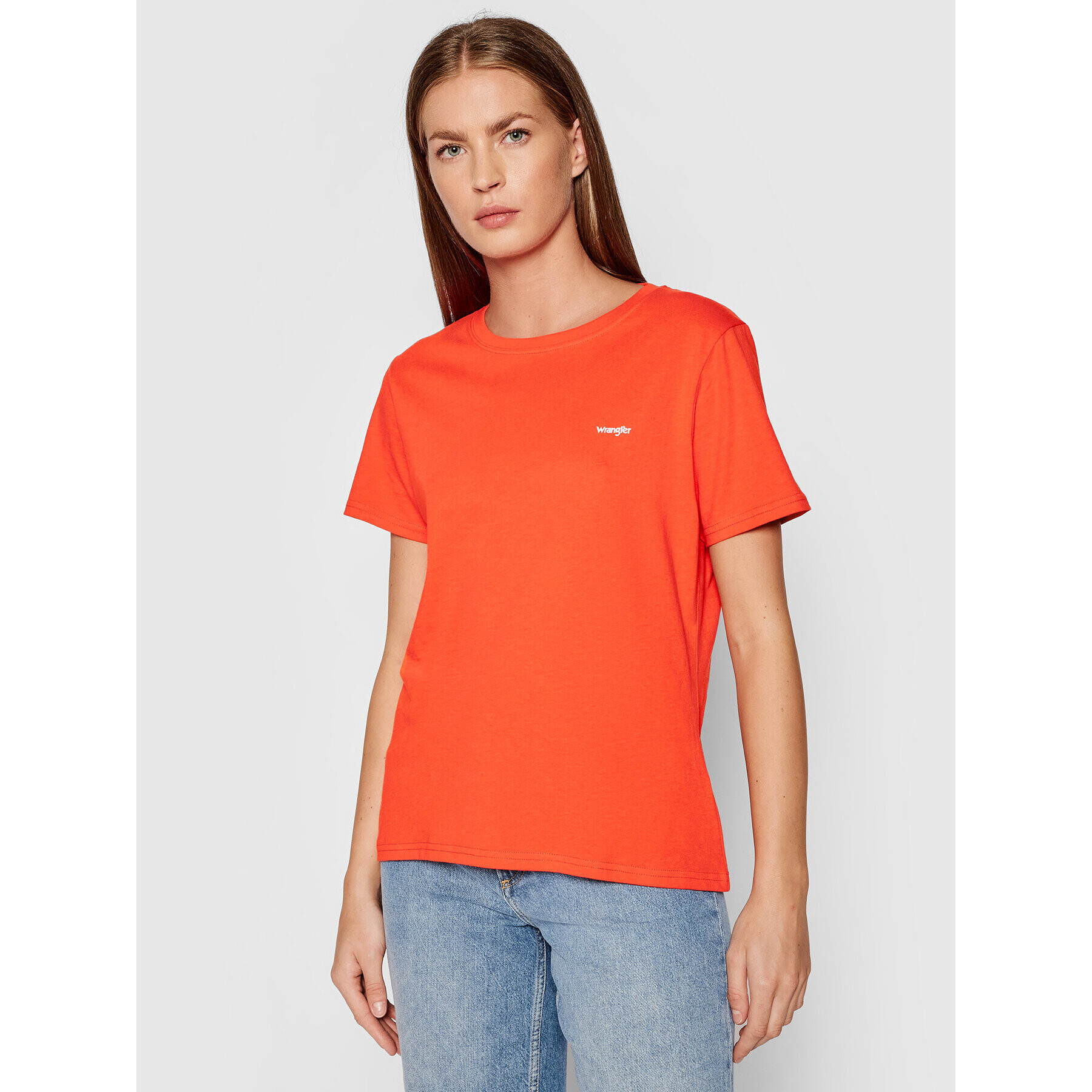Wrangler Тишърт Sign Off Tee W7Q0D3 Оранжев Regular Fit - Pepit.bg