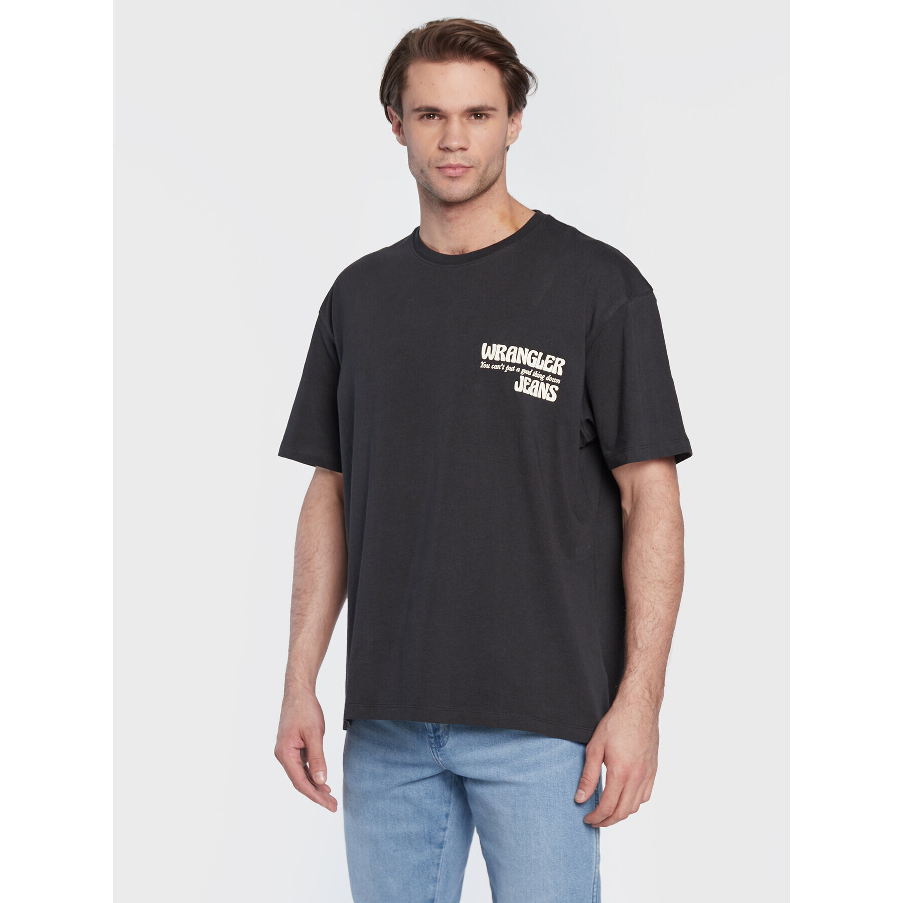 Wrangler Тишърт Slogan W70NEEXV6 112321205 Черен Relaxed Fit - Pepit.bg