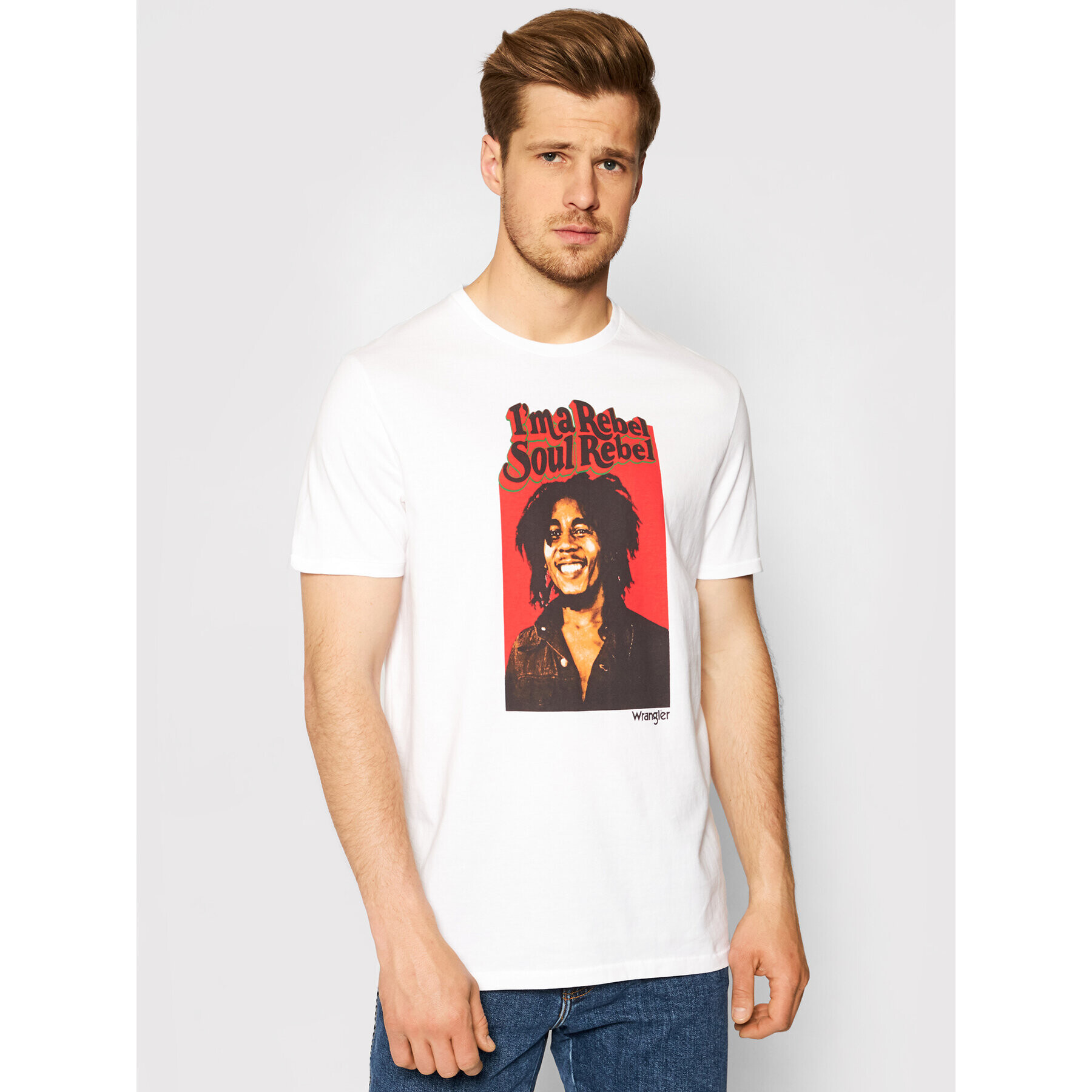 Wrangler Тишърт BOB MARLEY Soul Rebel W781EE989 Бял Regular Fit - Pepit.bg