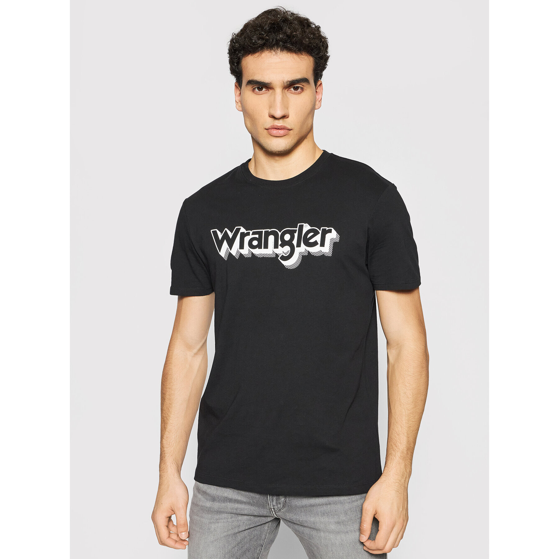 Wrangler Тишърт Ss Logo Tee W7J4D3100 Черен Regular Fit - Pepit.bg