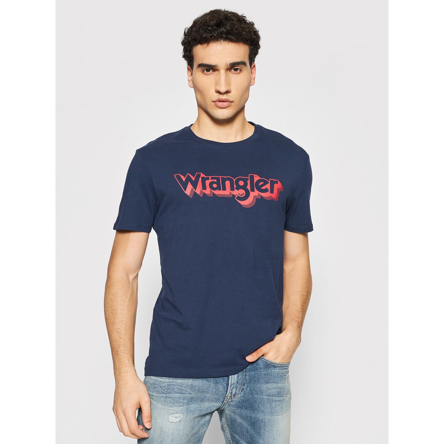 Wrangler Тишърт Ss Logo Tee W7J4D3114 Тъмносин Regular Fit - Pepit.bg