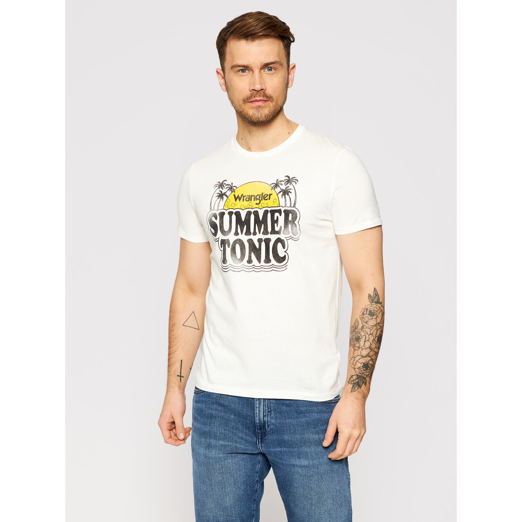 Wrangler Тишърт Summer W7ATD3737 Бял Regular Fit - Pepit.bg