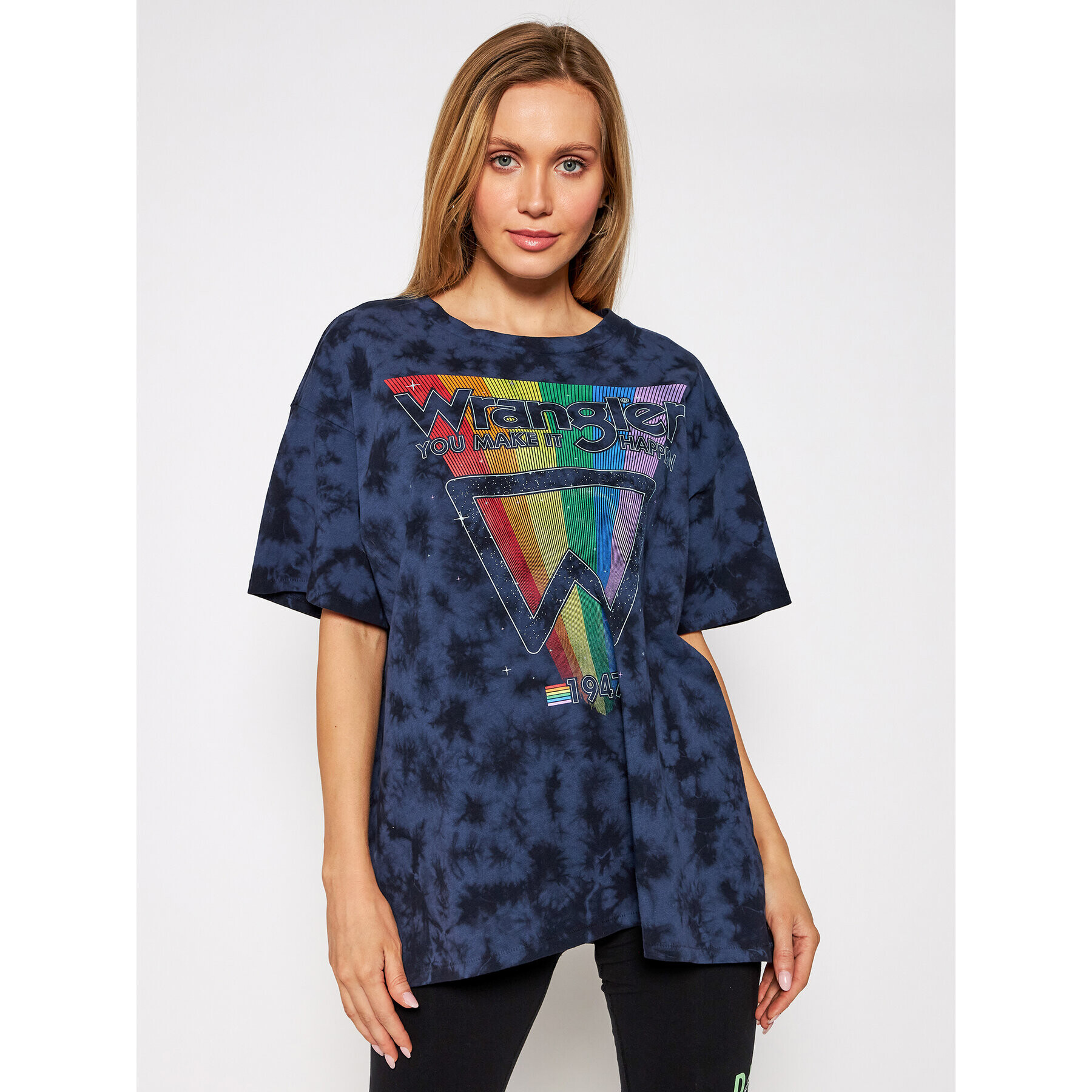 Wrangler Тишърт Tee W7R3GFB28 Тъмносин Oversize - Pepit.bg