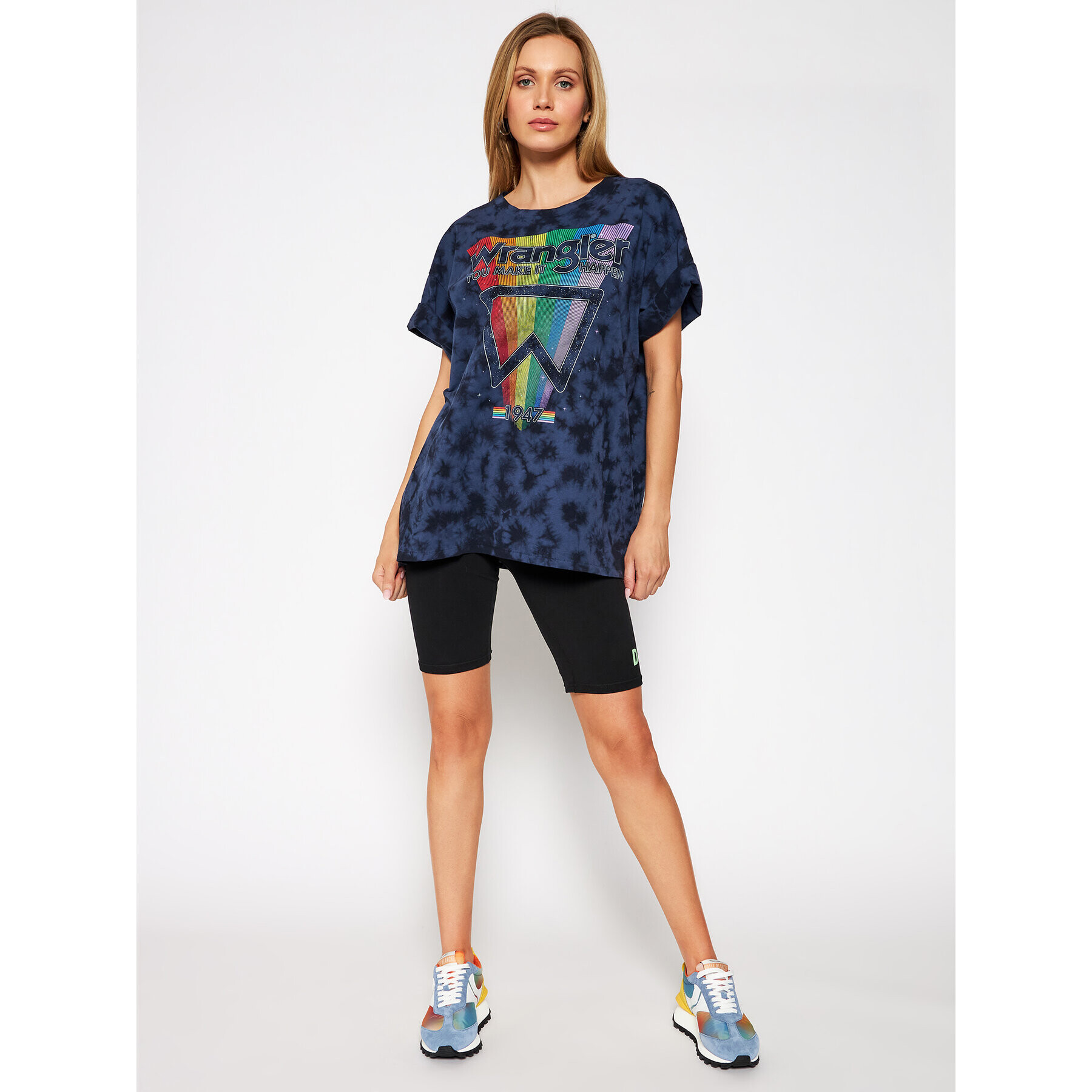 Wrangler Тишърт Tee W7R3GFB28 Тъмносин Oversize - Pepit.bg