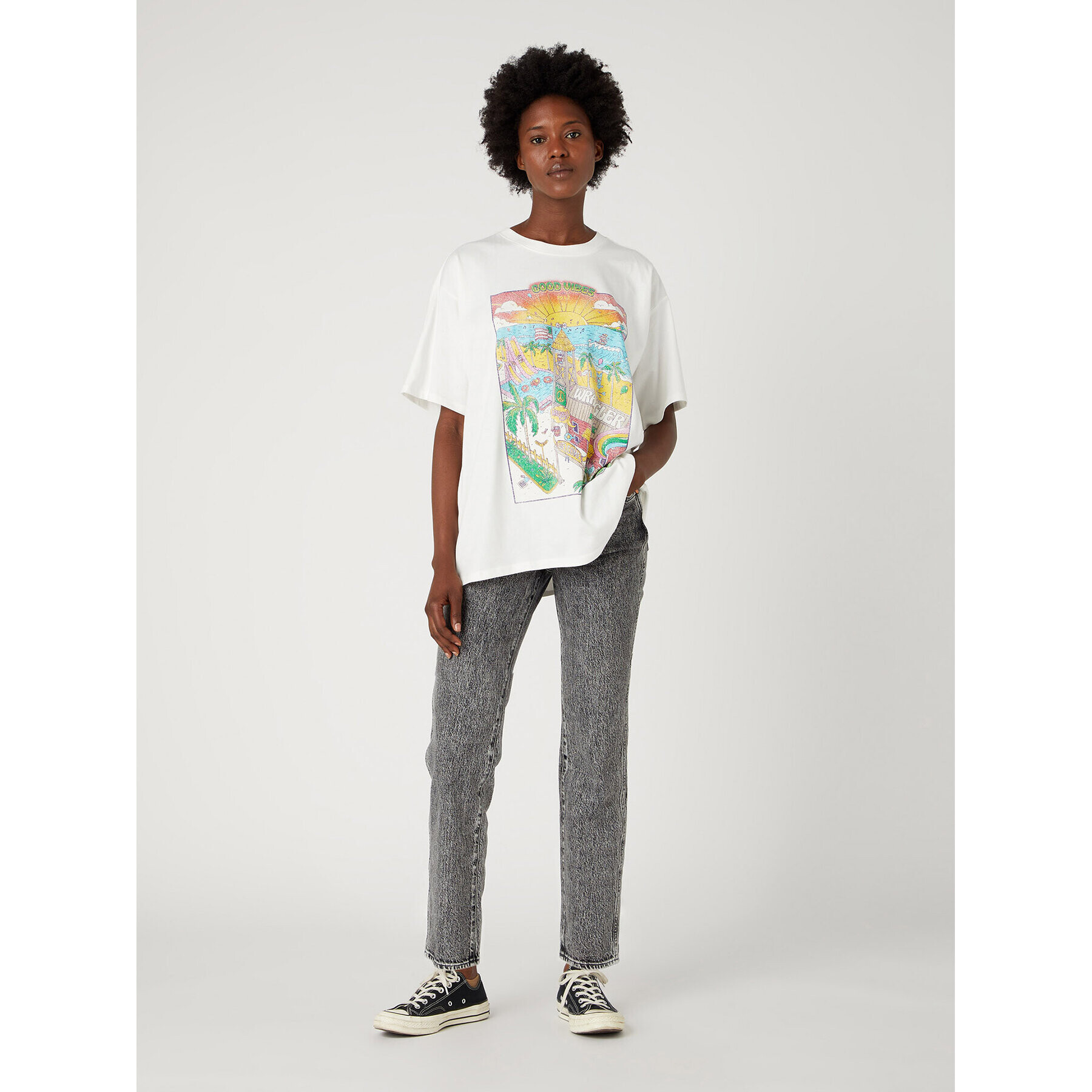Wrangler Тишърт W7R3EEW04 112332024 Бял Oversize - Pepit.bg