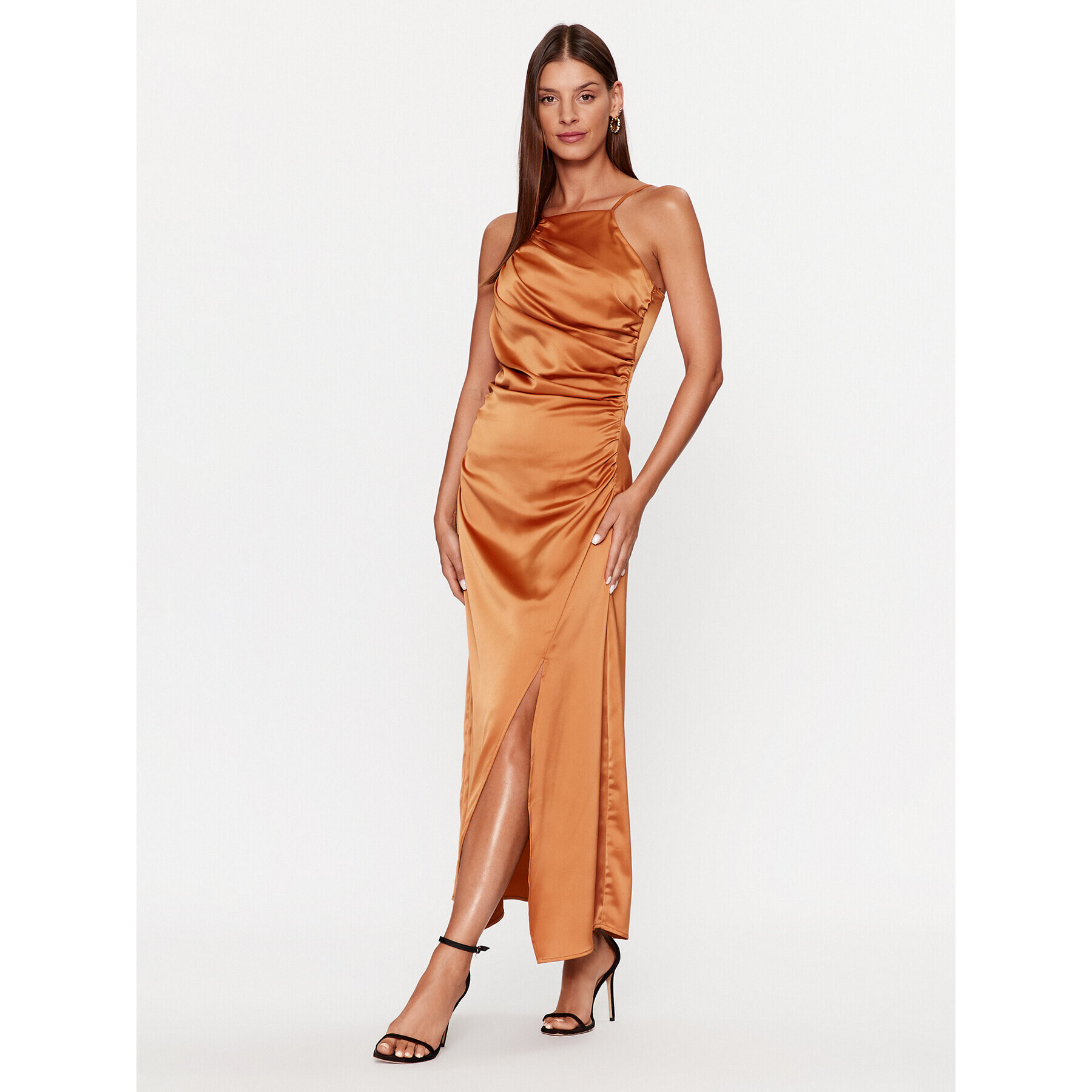 YAS Коктейлна рокля 26031521 Кафяв Regular Fit - Pepit.bg