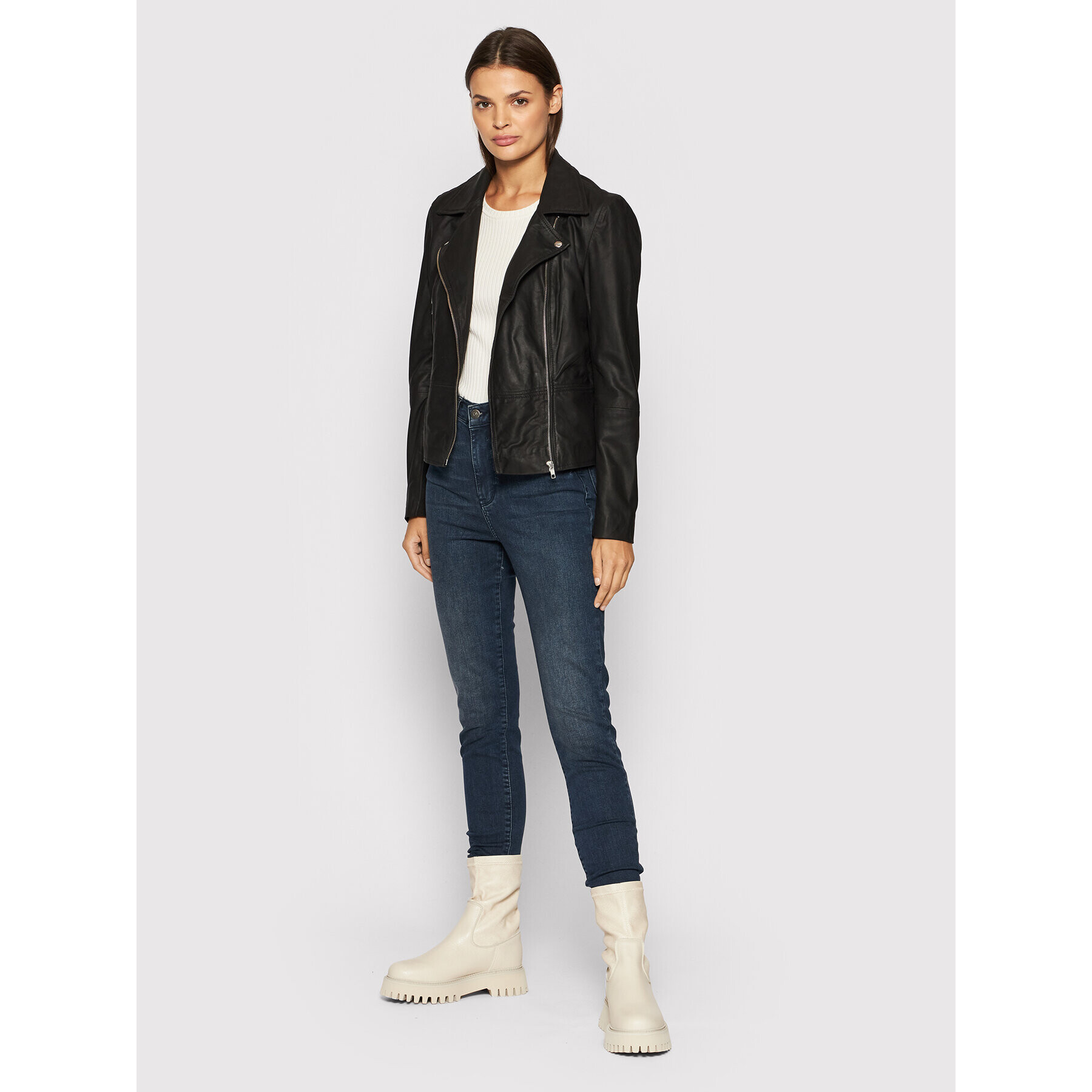 YAS Кожено яке Sophie 26018510 Черен Regular Fit - Pepit.bg