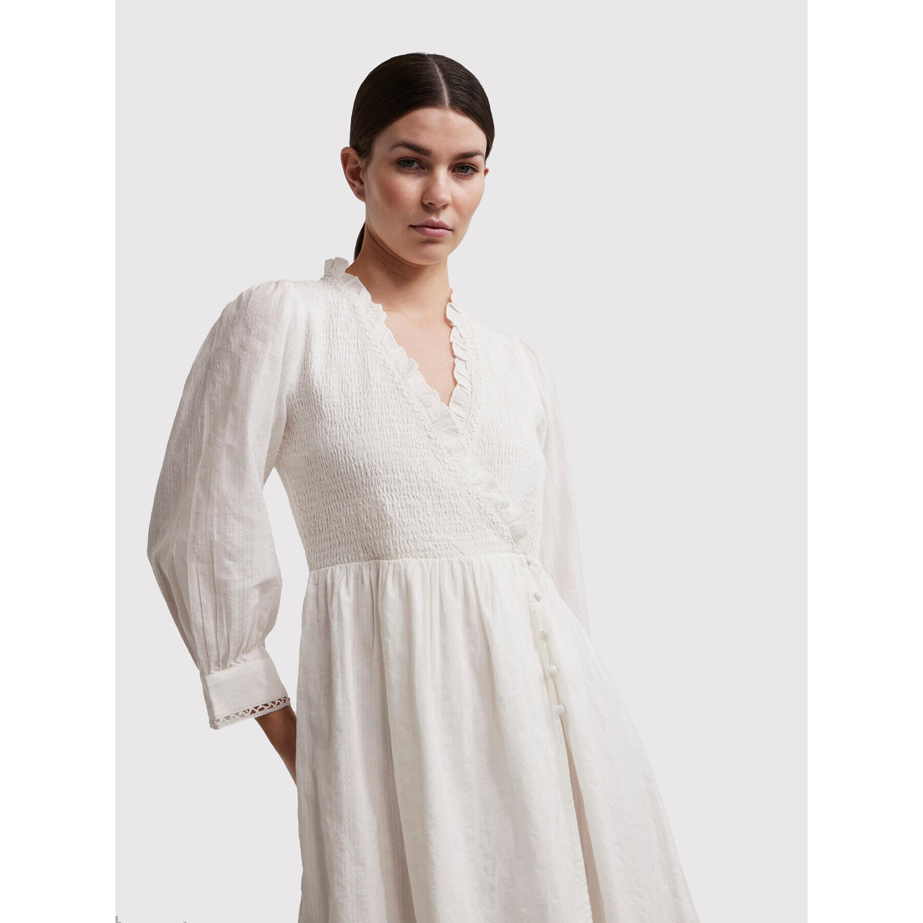 YAS Лятна рокля Lulla 26026121 Бял Regular Fit - Pepit.bg