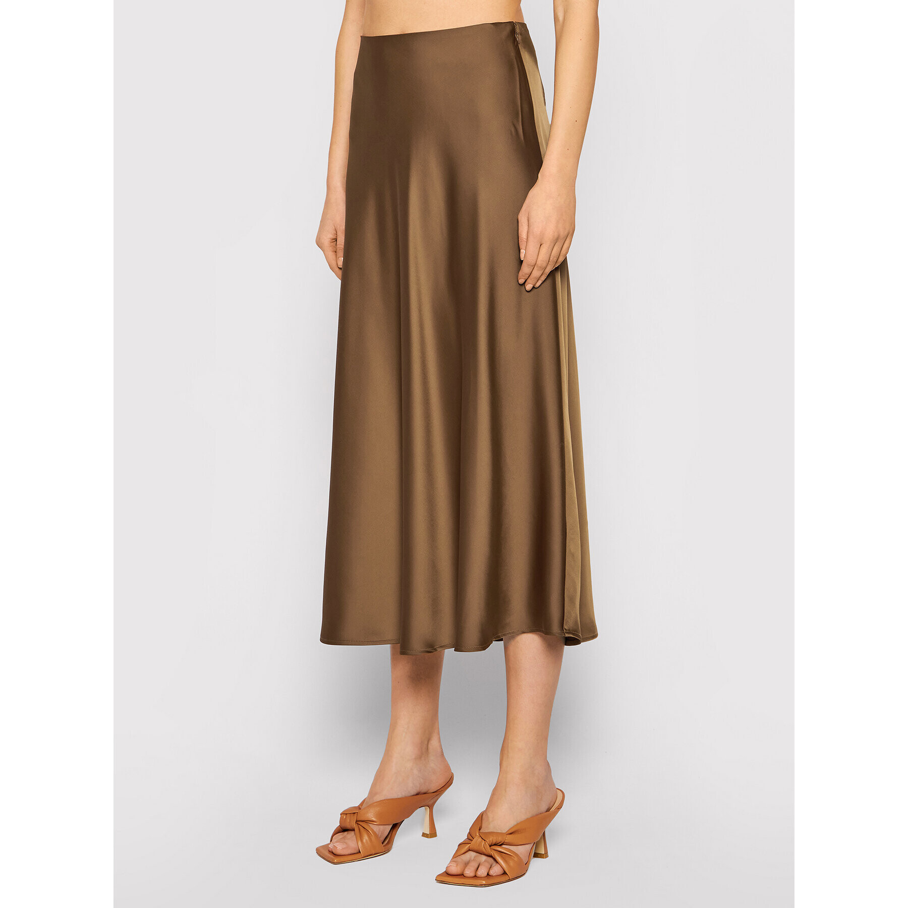 YAS Миди пола Pine 26025745 Кафяв Regular Fit - Pepit.bg