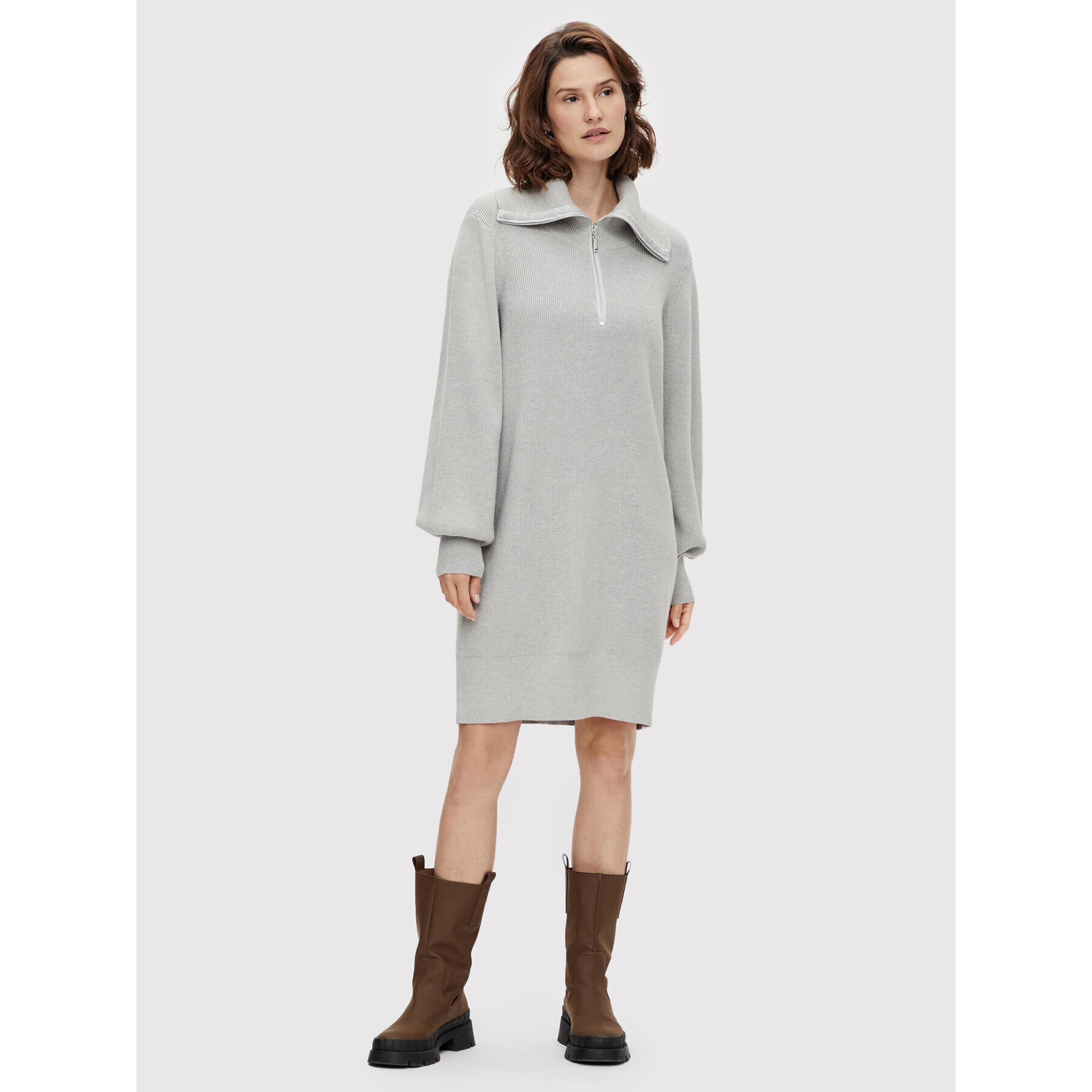 YAS Плетена рокля Dalma 26024412 Сив Regular Fit - Pepit.bg