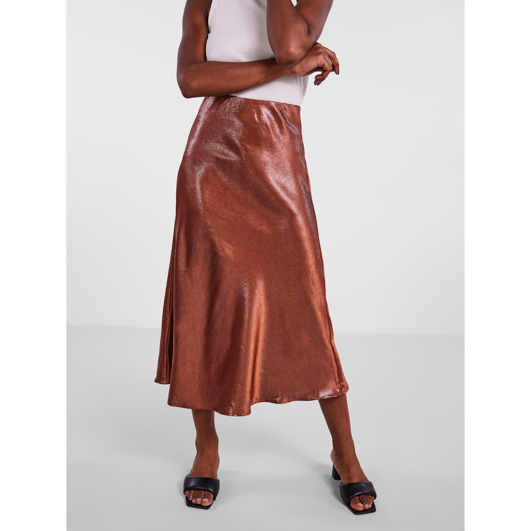 YAS Пола тип трапец Coco 26028644 Кафяв Regular Fit - Pepit.bg