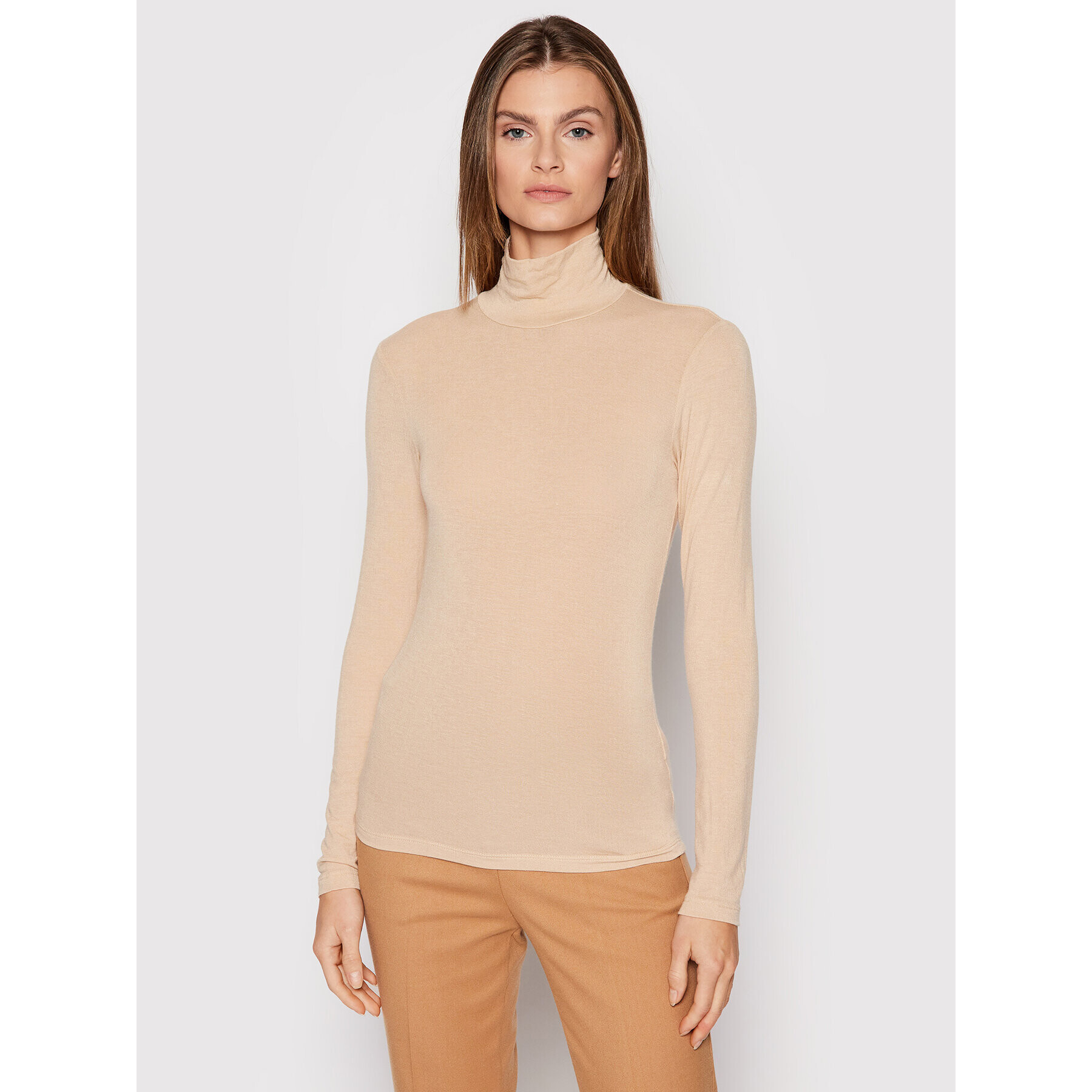 YAS Поло Woola 26024678 Бежов Slim Fit - Pepit.bg