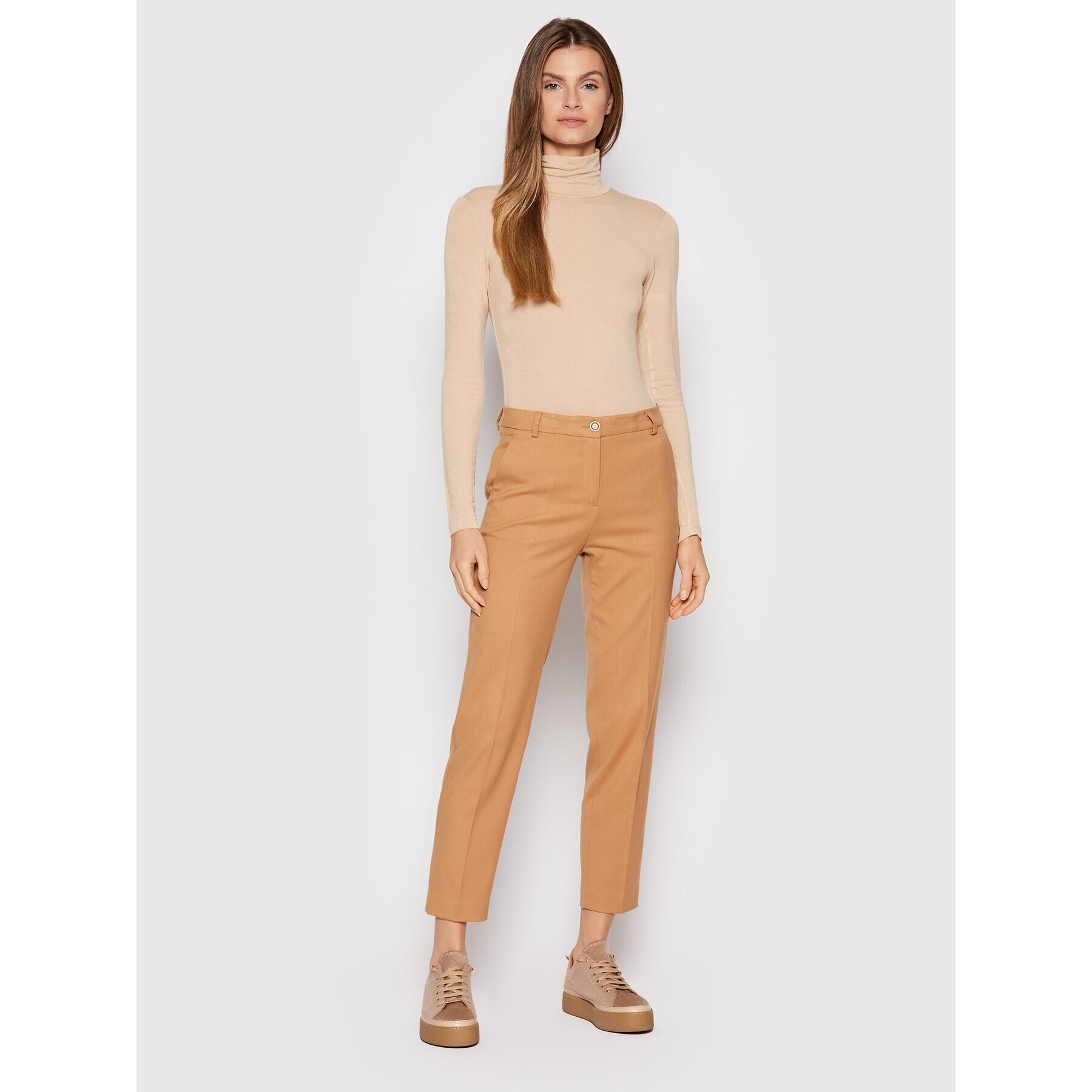 YAS Поло Woola 26024678 Бежов Slim Fit - Pepit.bg
