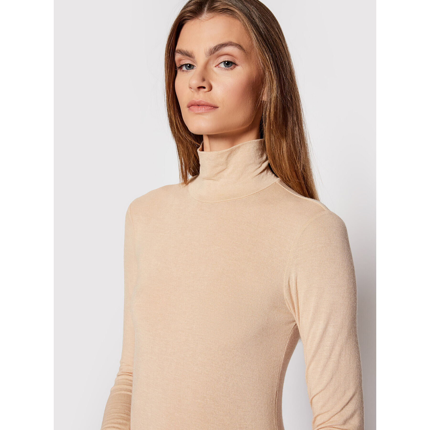 YAS Поло Woola 26024678 Бежов Slim Fit - Pepit.bg