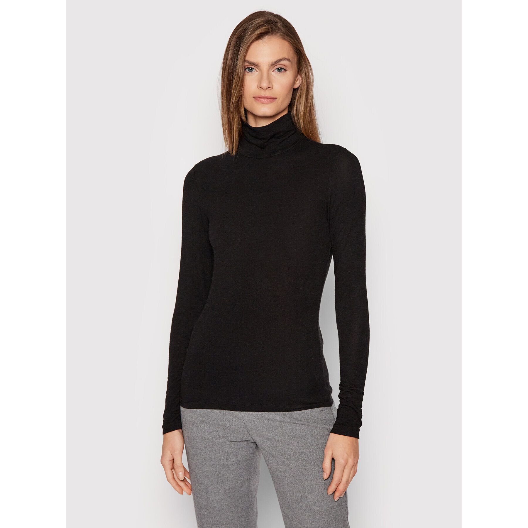 YAS Поло Woola 26024678 Черен Slim Fit - Pepit.bg