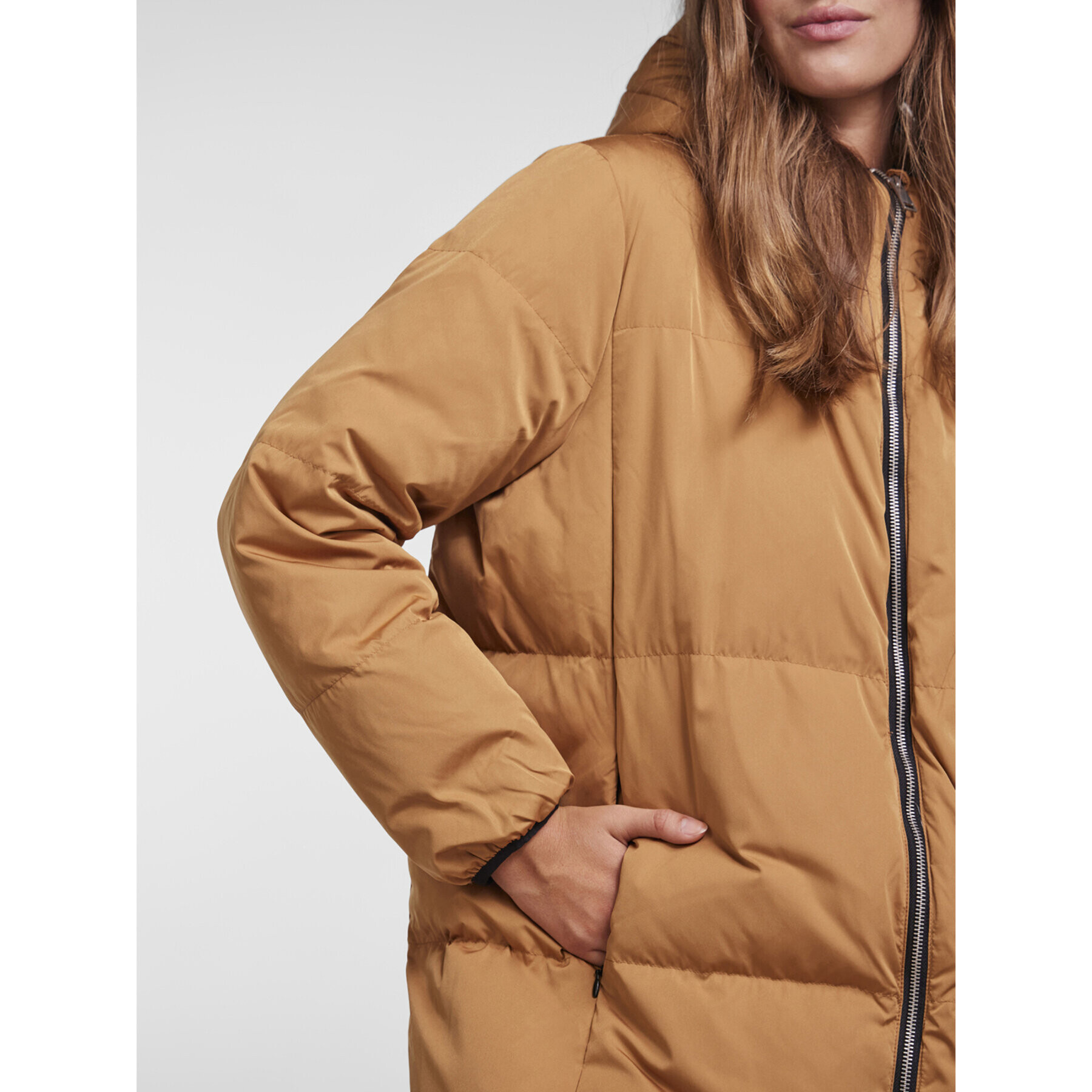 YAS Пухено яке Millys 26017102 Кафяв Regular Fit - Pepit.bg