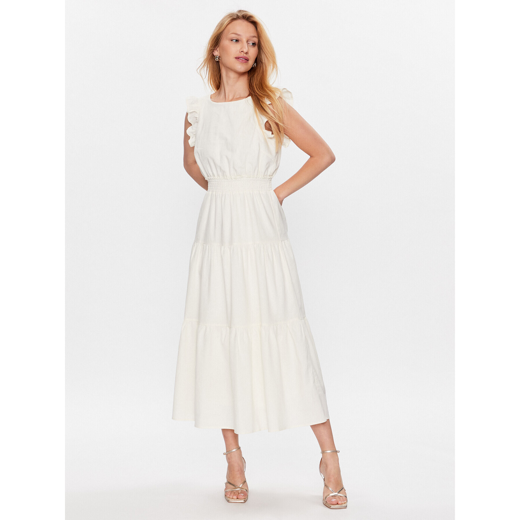YAS Рокля 26029902 Бял Regular Fit - Pepit.bg